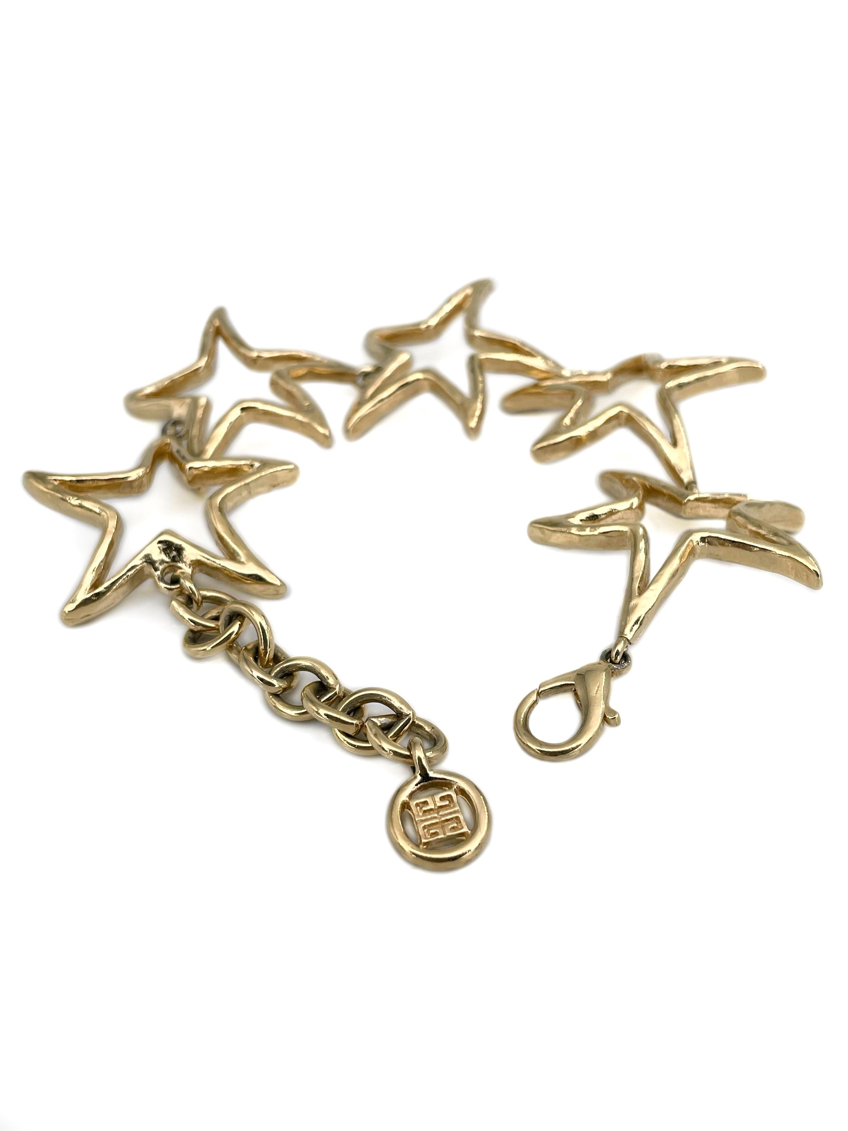 1980s Vintage Givenchy Gold Tone Star Link Armband (Moderne) im Angebot
