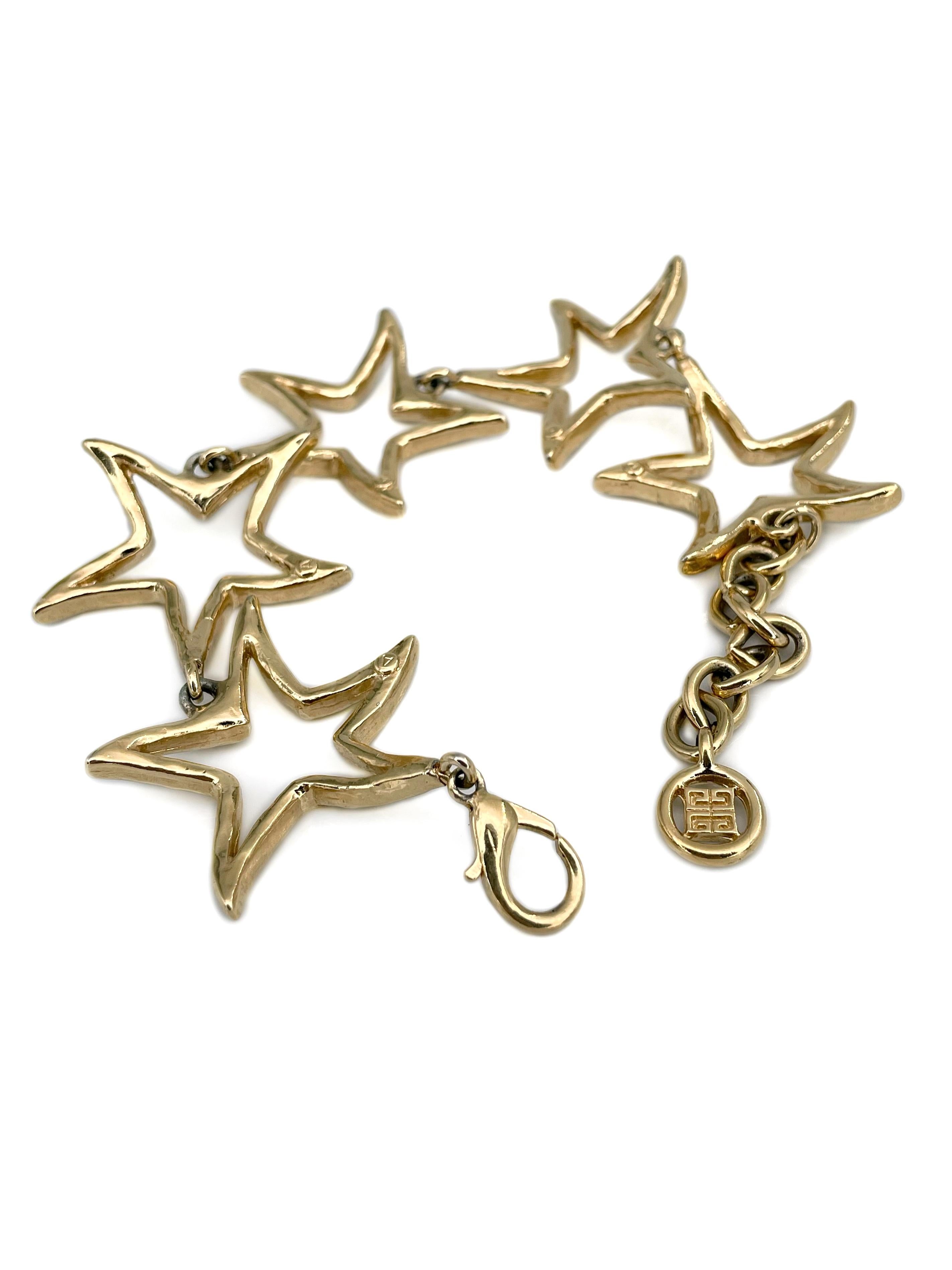 1980s Vintage Givenchy Gold Tone Star Link Armband Damen im Angebot