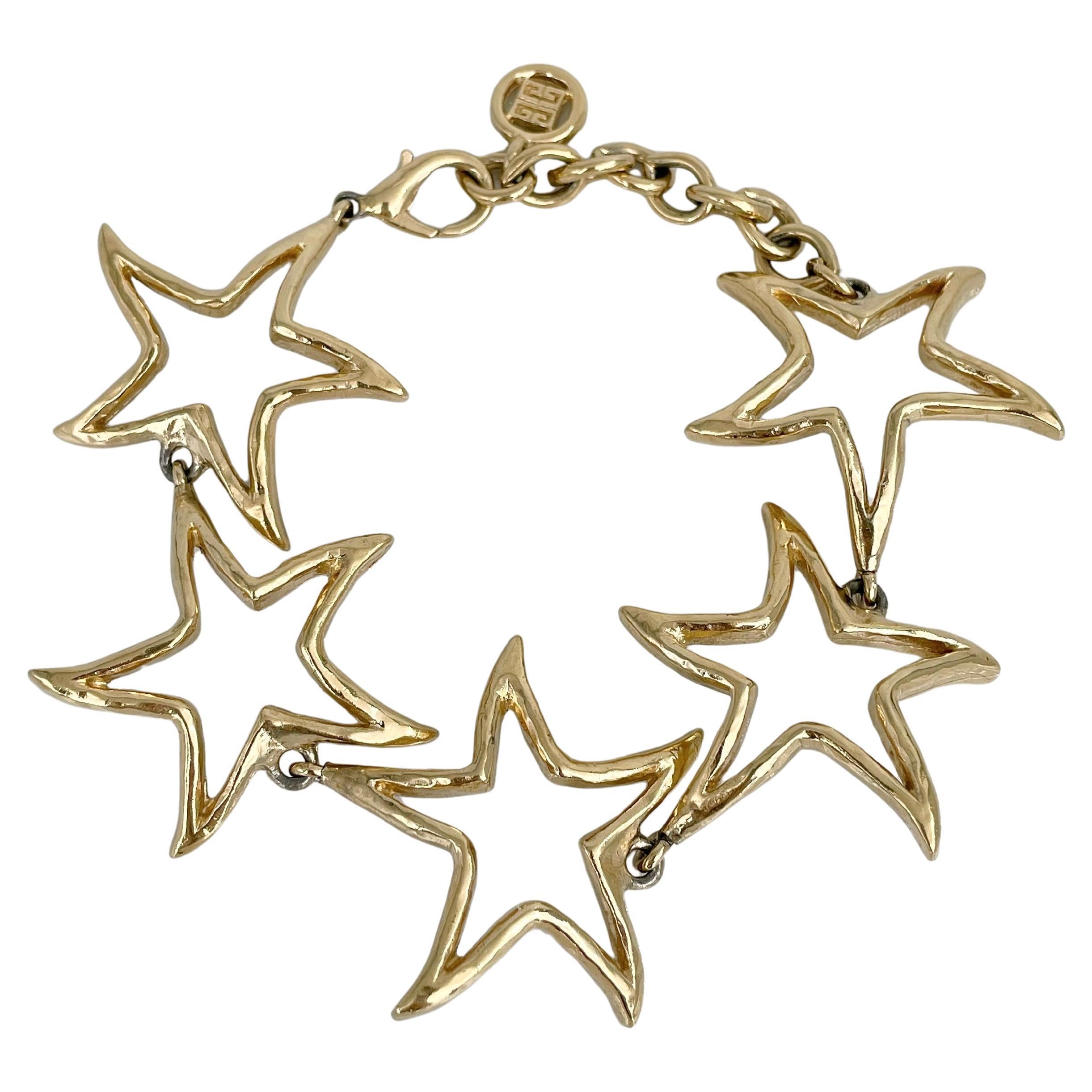 1980 Vintage Givenchy Bracelet à maillons étoilés en or