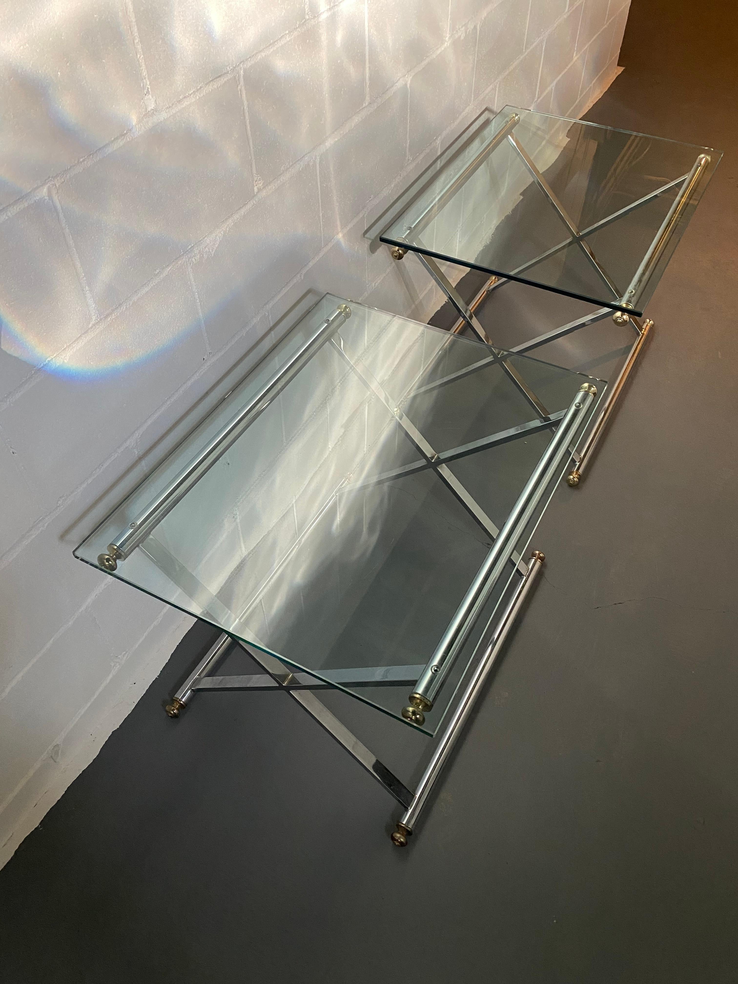 Post-modern glass and chrome end tables in great condition!