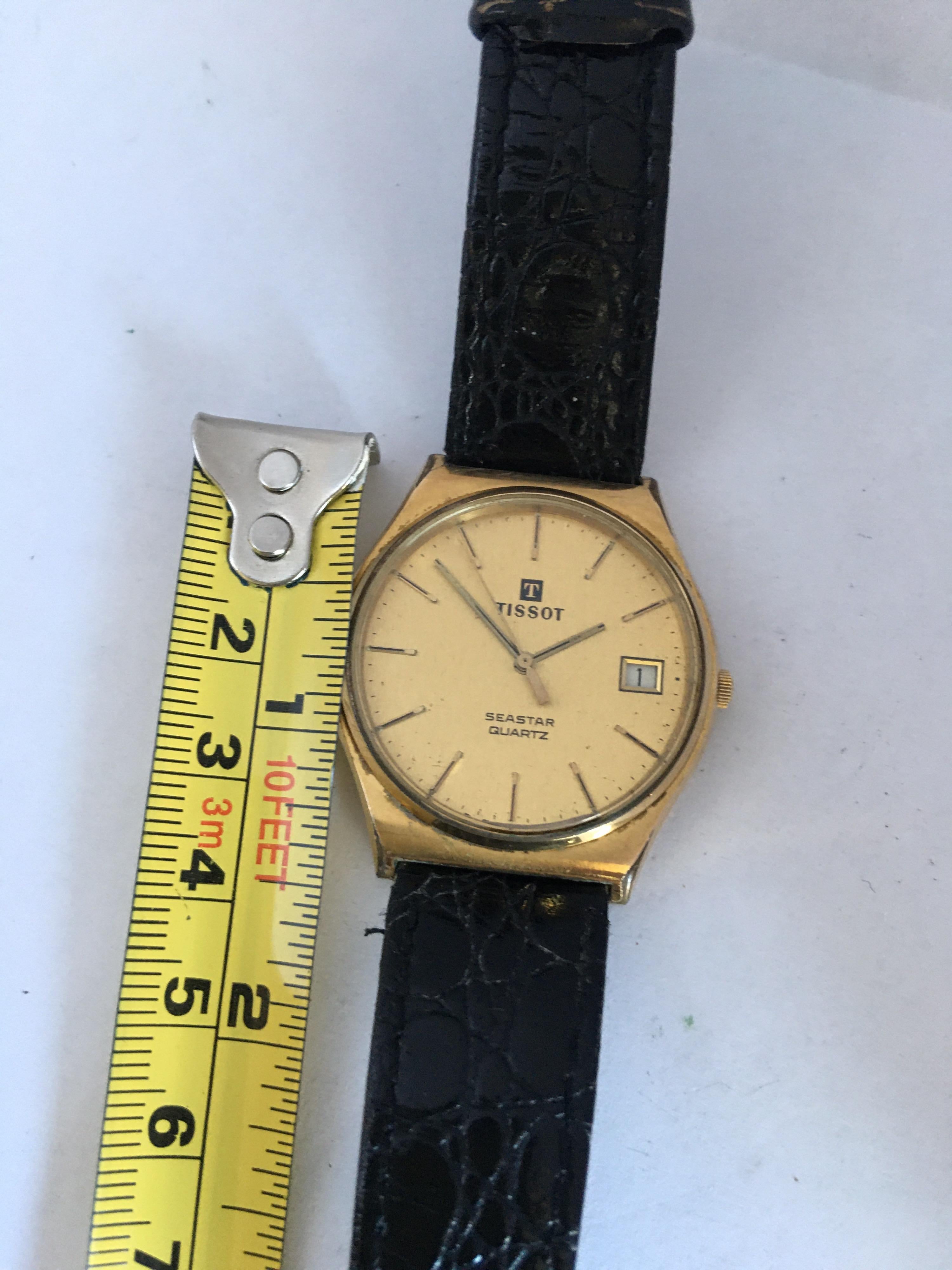 1980s Vintage Gold-Plated and Steel Back Tissot Seastar Quartz For Sale 3