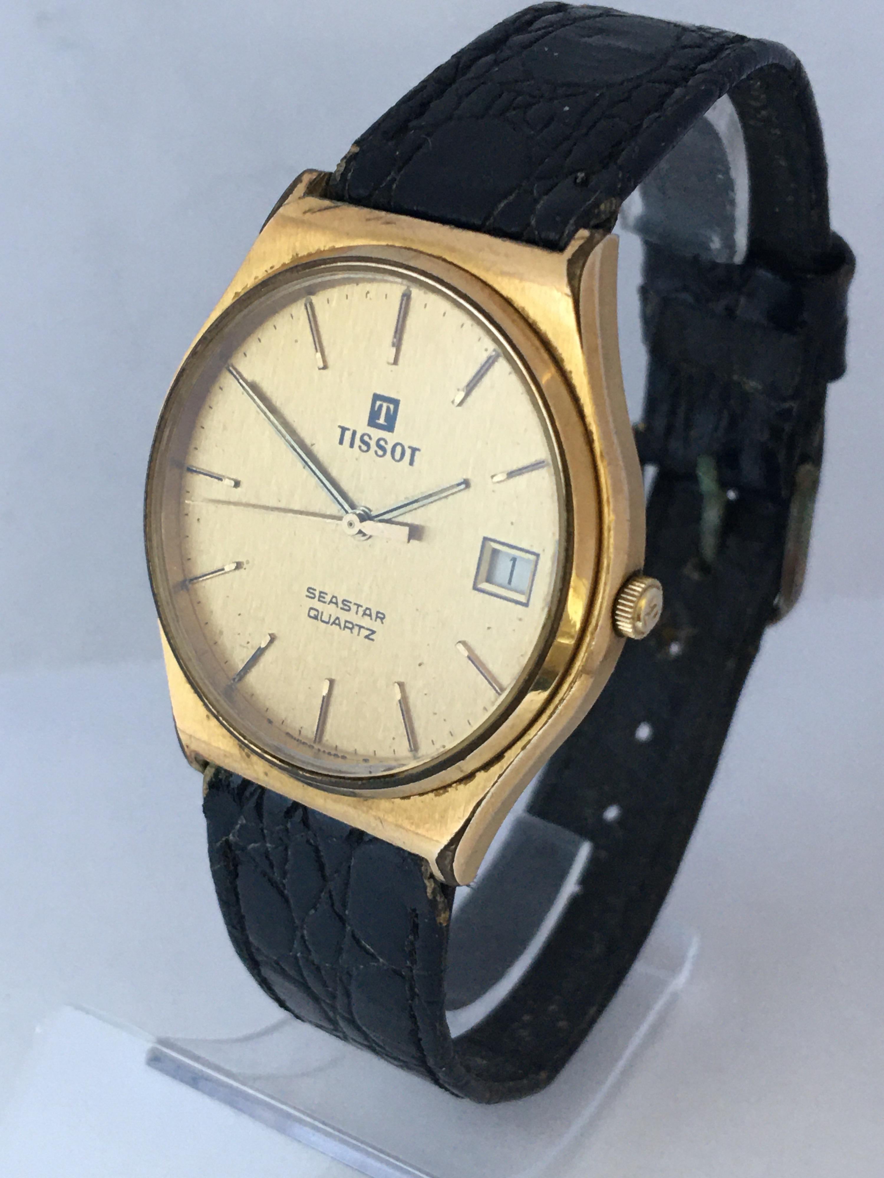 This beautiful pre-owned battery operated Watch is working and it is running well. Visible scratches and tarnished on the watch case as shown. The strap is worn but wearable with its tarnished buckle. 

Please study the images carefully as form part
