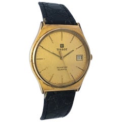 Tissot étoile de mer vintage en plaqué or et quartz à l'arrière en acier, années 1980