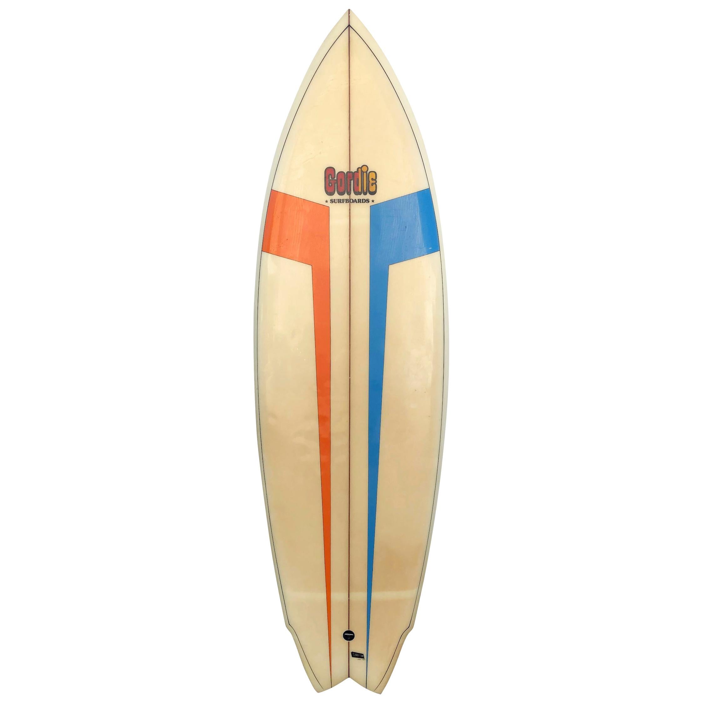 1980s Vintage Gordie Surfboards Twin Fin Fish Short Board