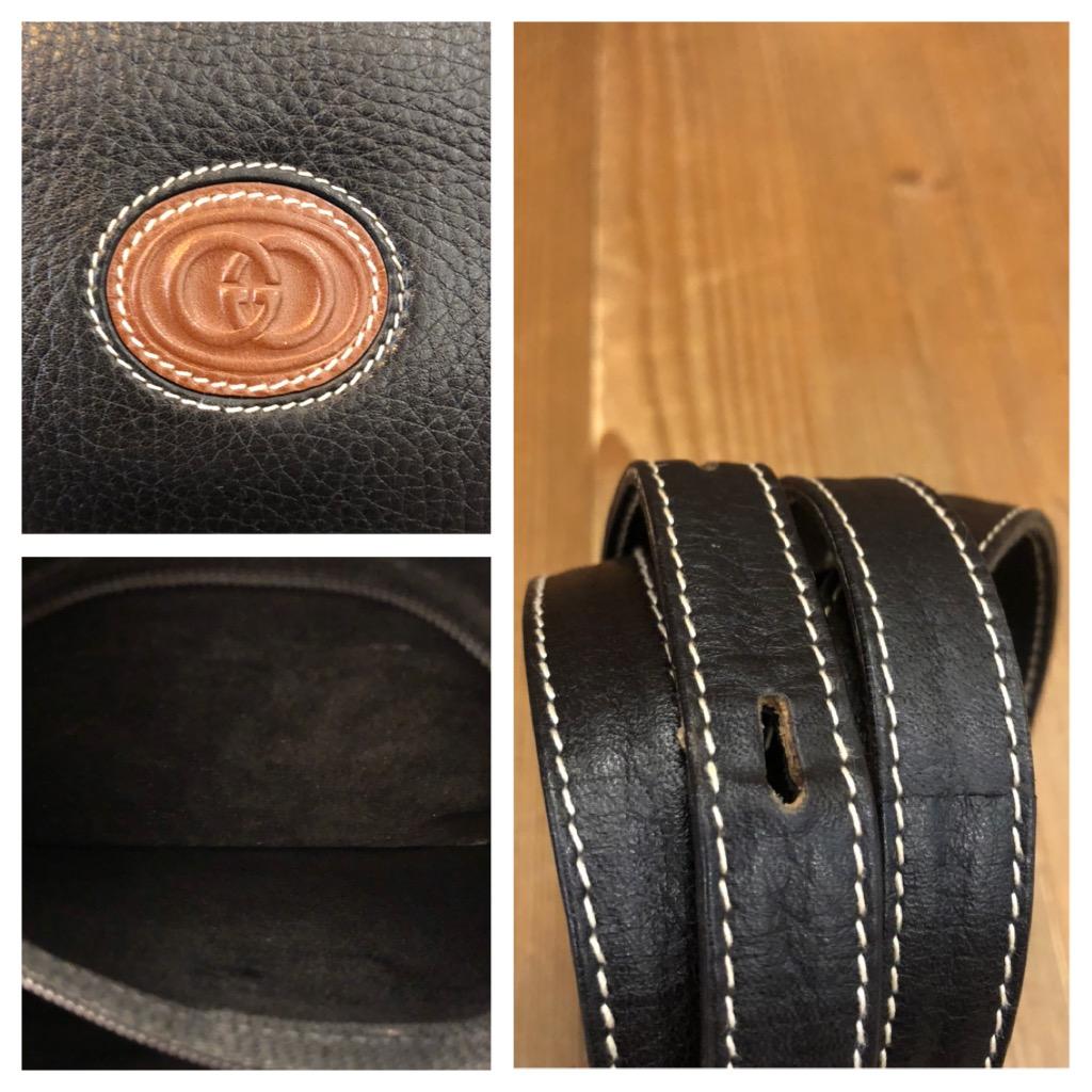 Vintage GUCCI Black Leather Crossbody Bag 1