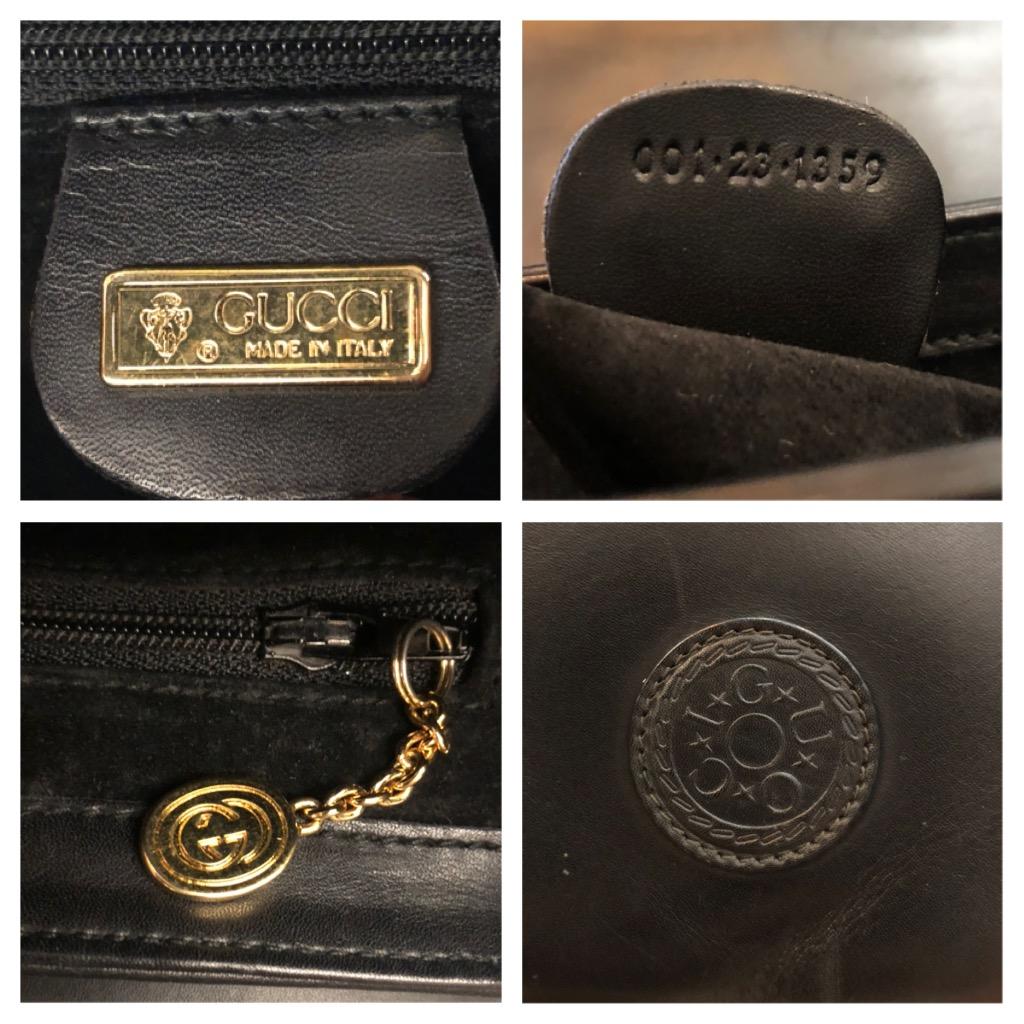 1980 Vintage GUCCI Box Bucket Shoulder Bag Calfskin Black en vente 3