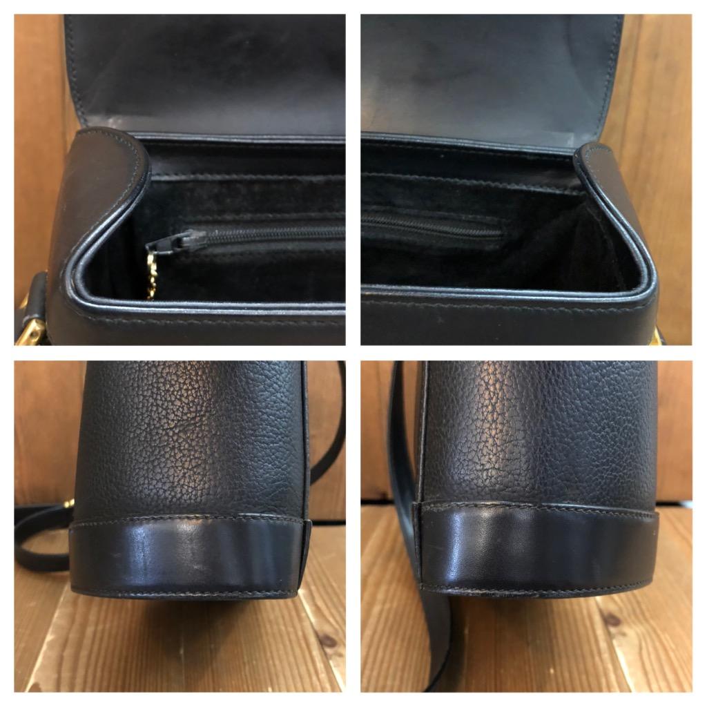 1980s Vintage GUCCI Box Bucket Shoulder Bag Calfskin Black For Sale 4