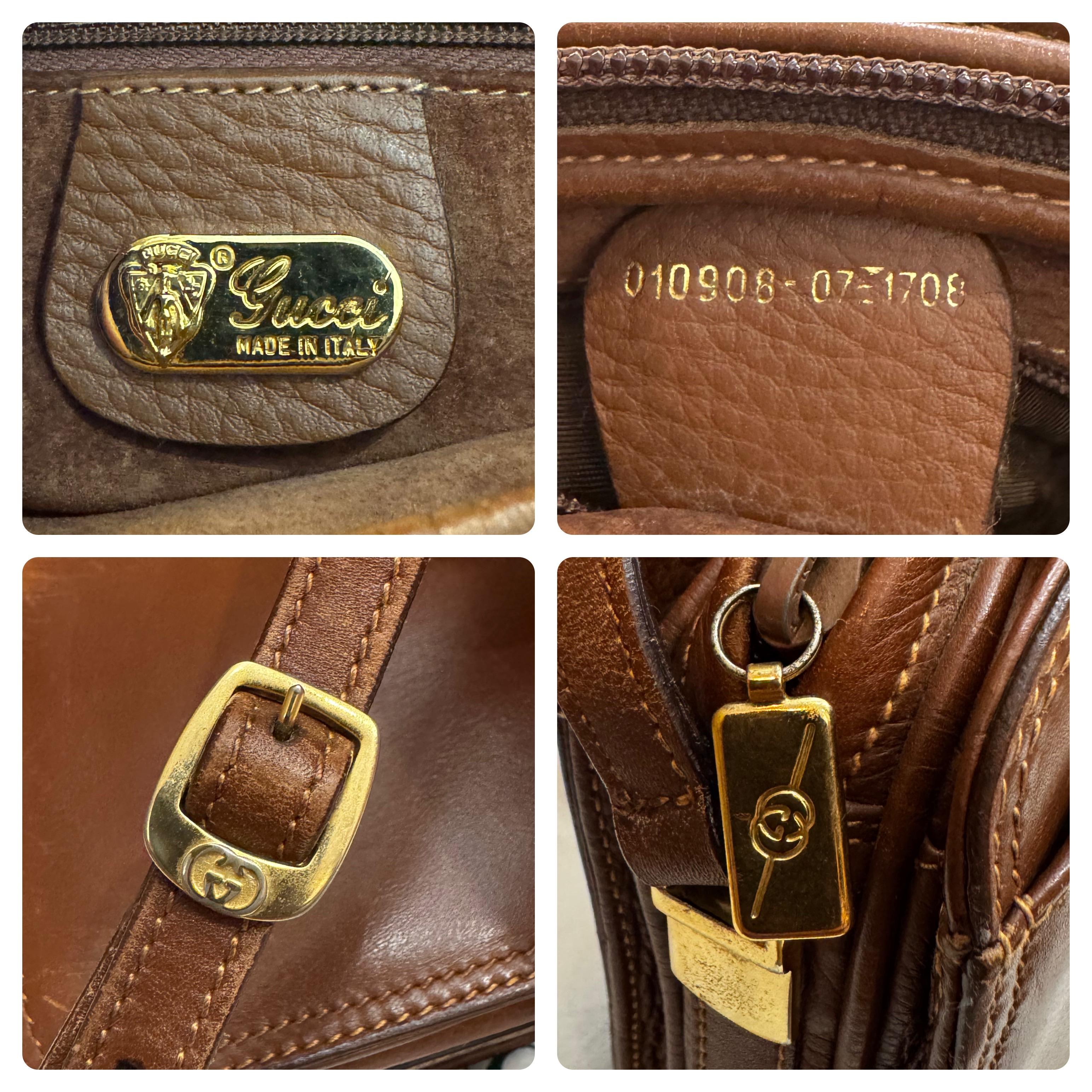 1980s Vintage GUCCI Mini Crossbody Bag Dark Brown Cowhide Leather For Sale 2
