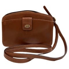 1980s Vintage GUCCI Mini Crossbody Bag Dark Brown Cowhide Leather