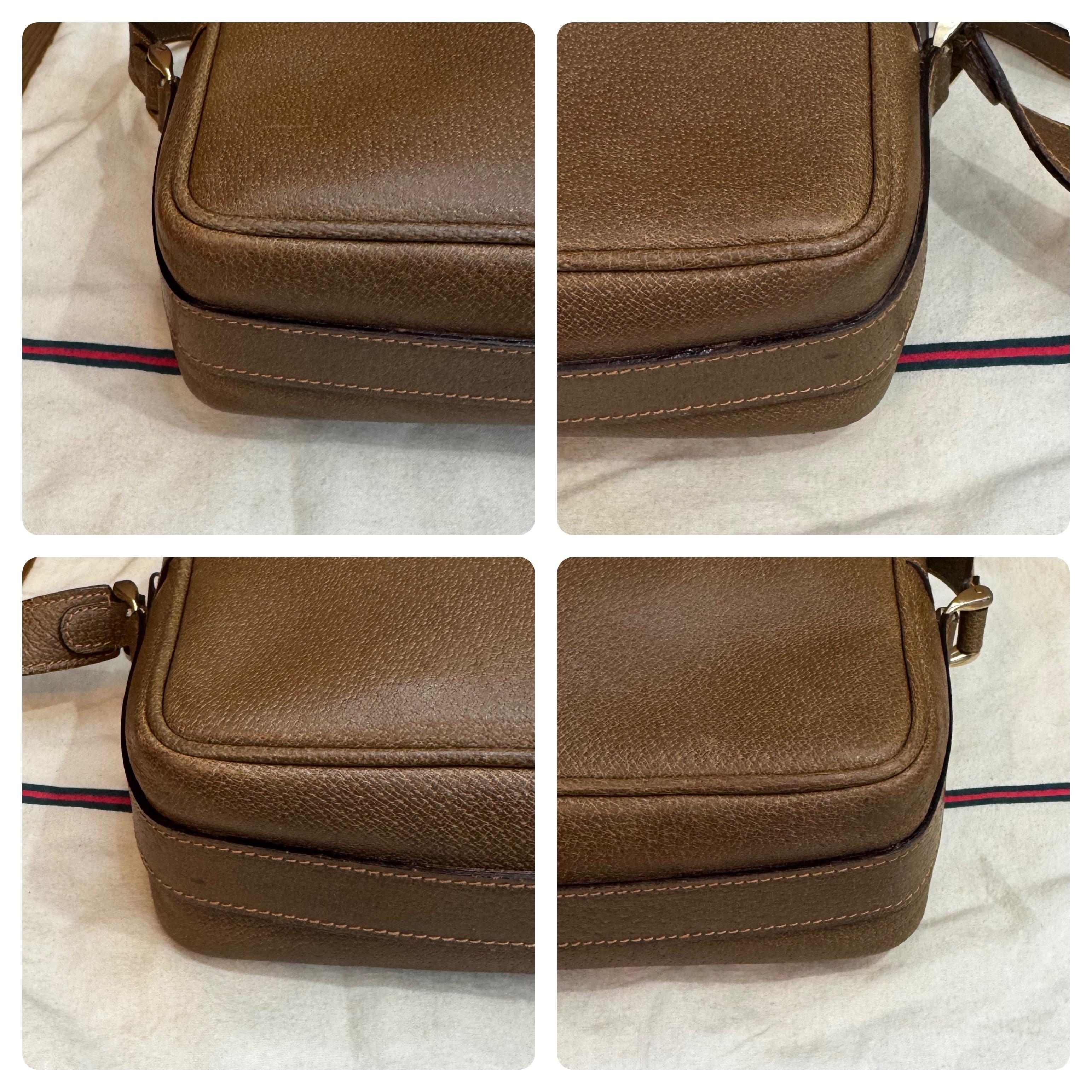 Años 80 Vintage GUCCI Bolsa para cámara Piel de cerdo Marrón en venta 1