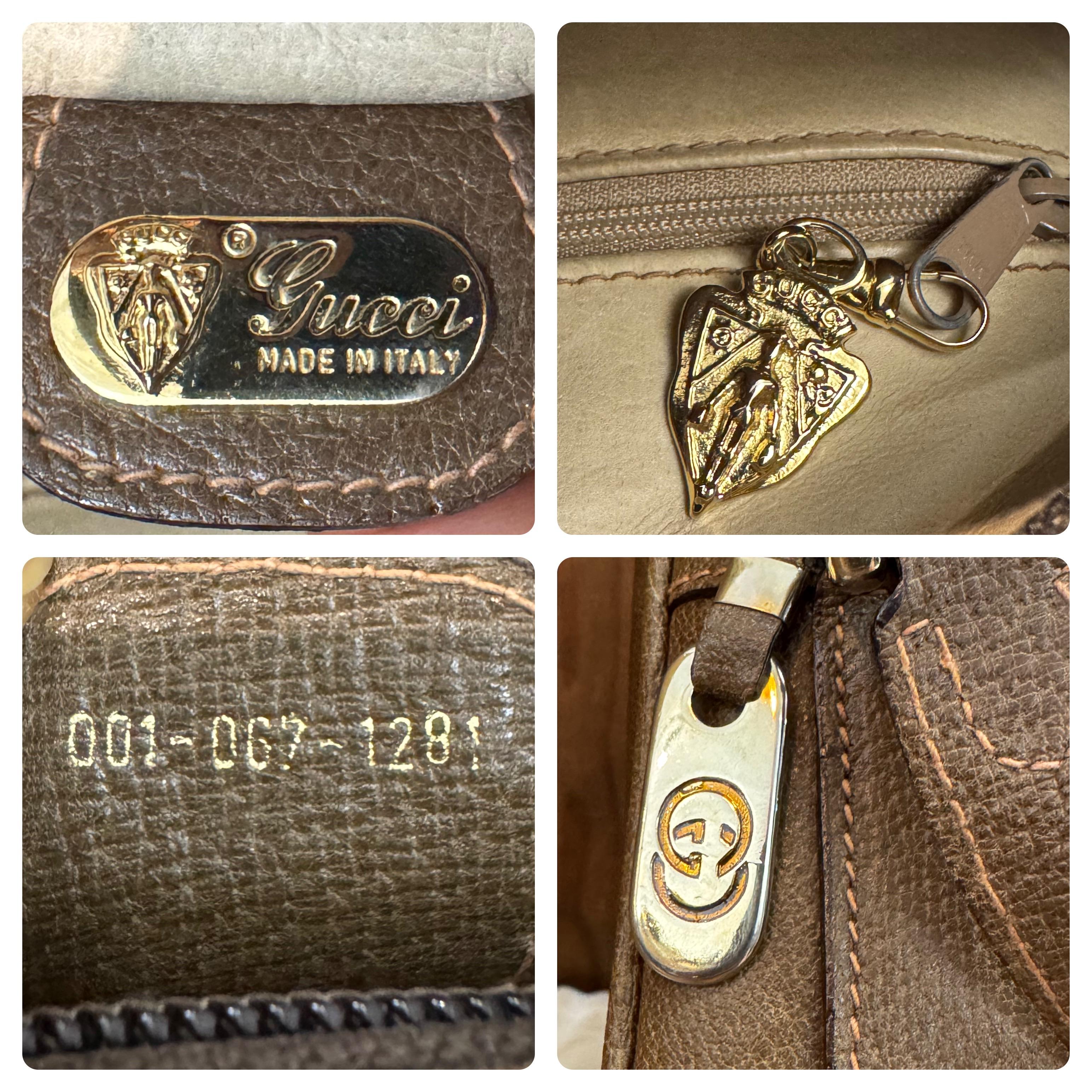 Años 80 Vintage GUCCI Bolsa para cámara Piel de cerdo Marrón en venta 3