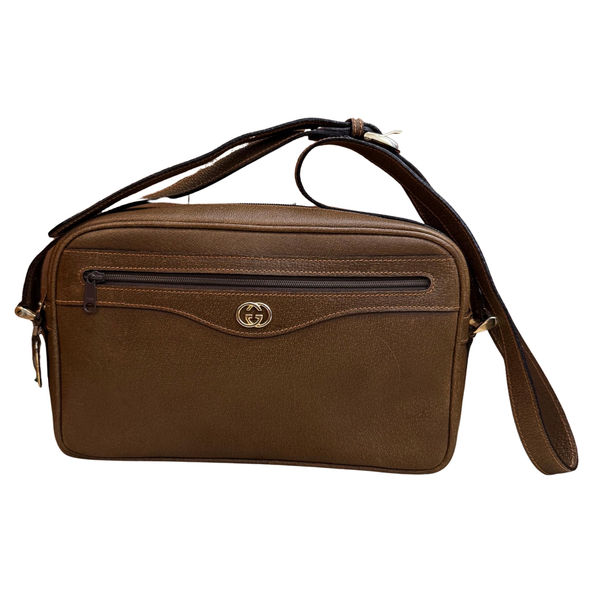 1980er Vintage GUCCI Kameratasche Schweinsleder Braun