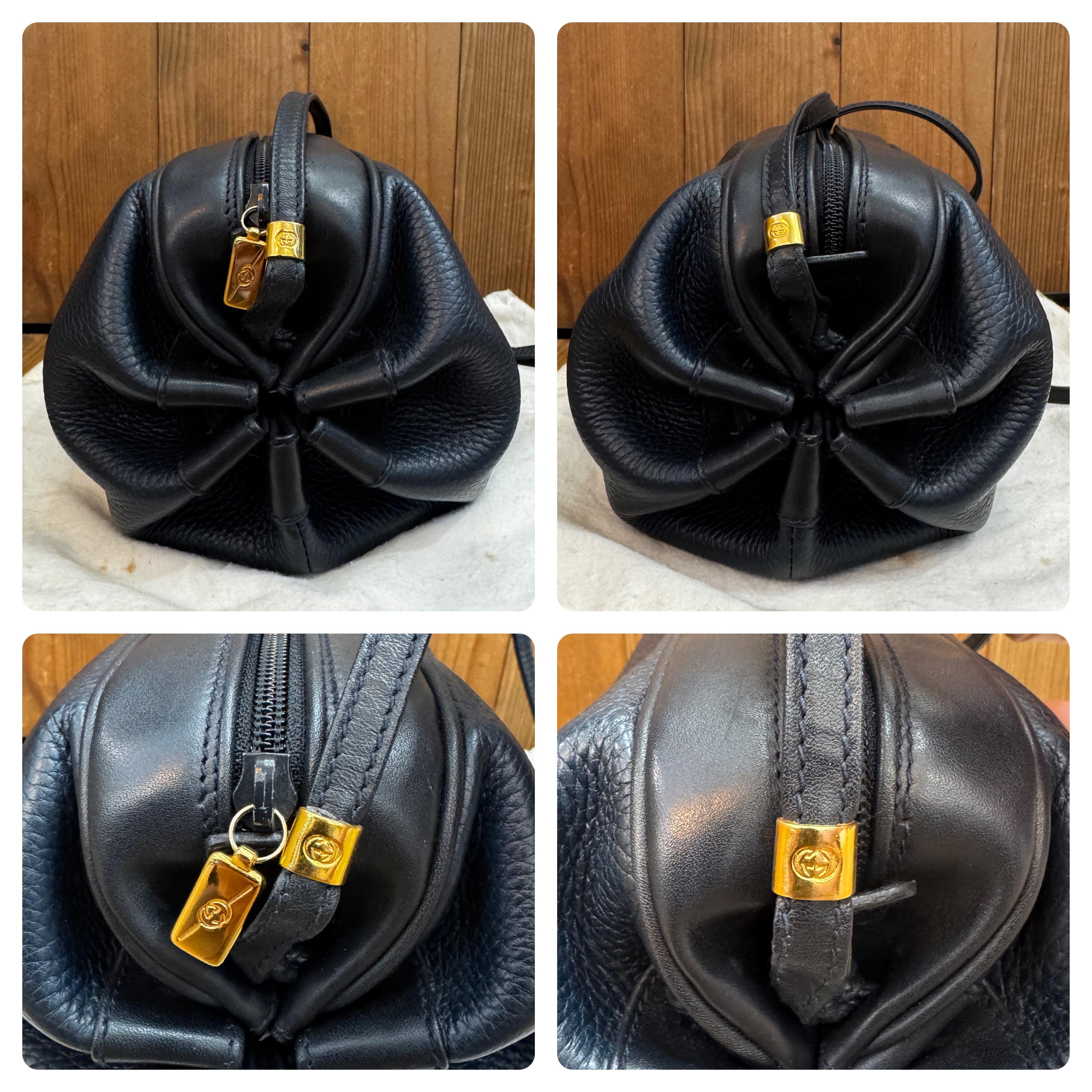1980s Vintage GUCCI Candy Bar Crossbody Bag Piel de becerro Azul marino 1