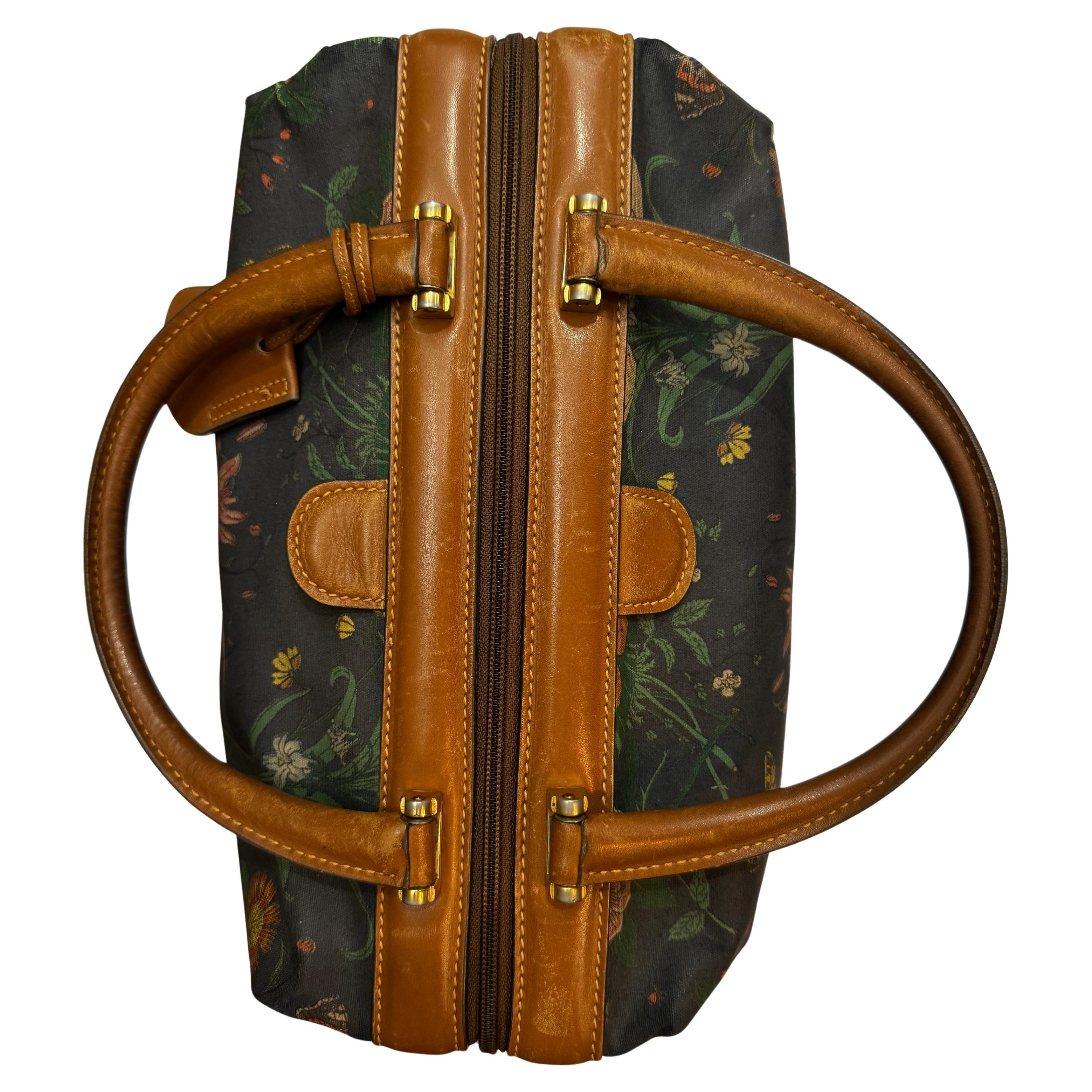 1980s Vintage GUCCI Floral Canvas Vanity Train Case 1