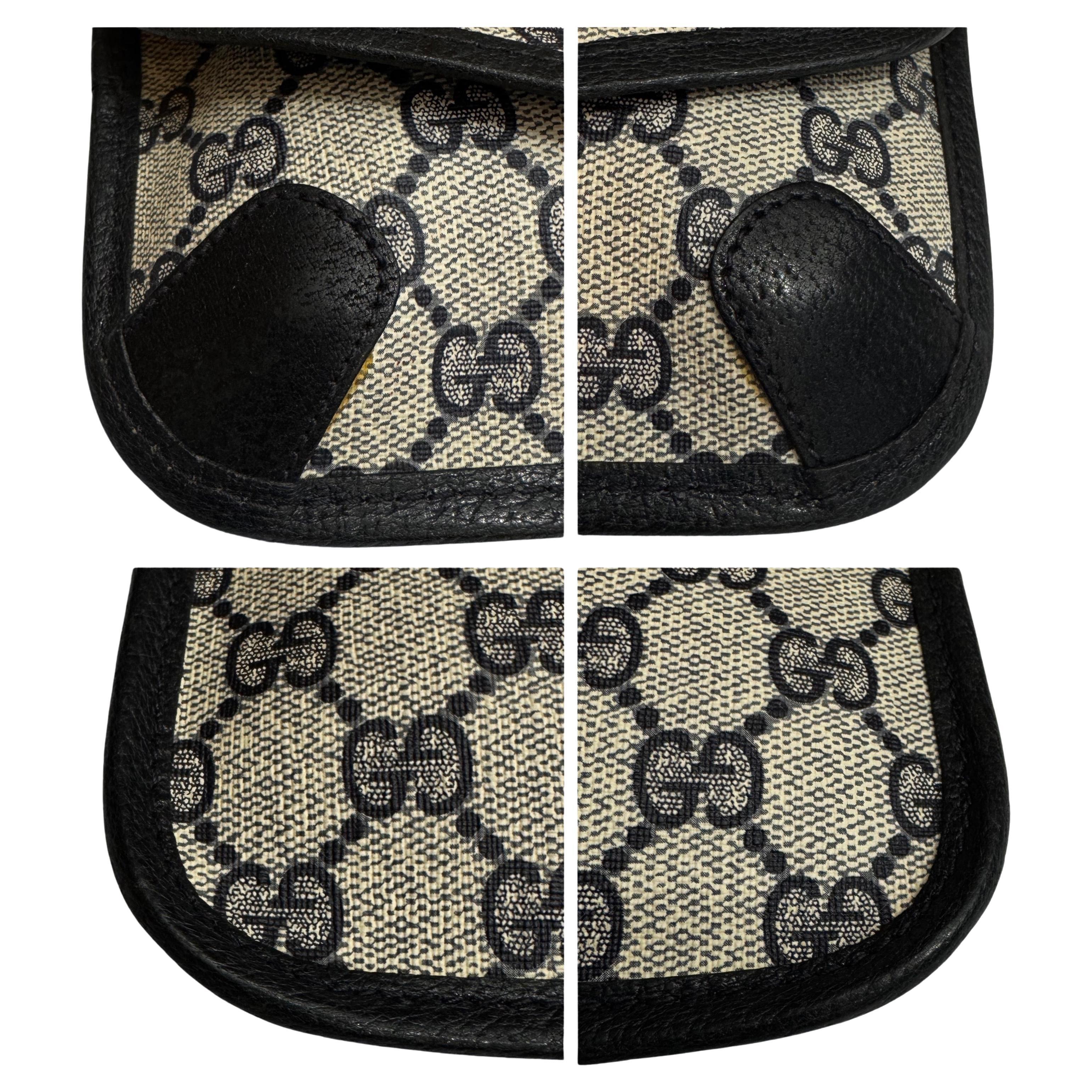 Women's or Men's 1980s Vintage GUCCI GG Monogram Canvas Pouch Navy (Modified)