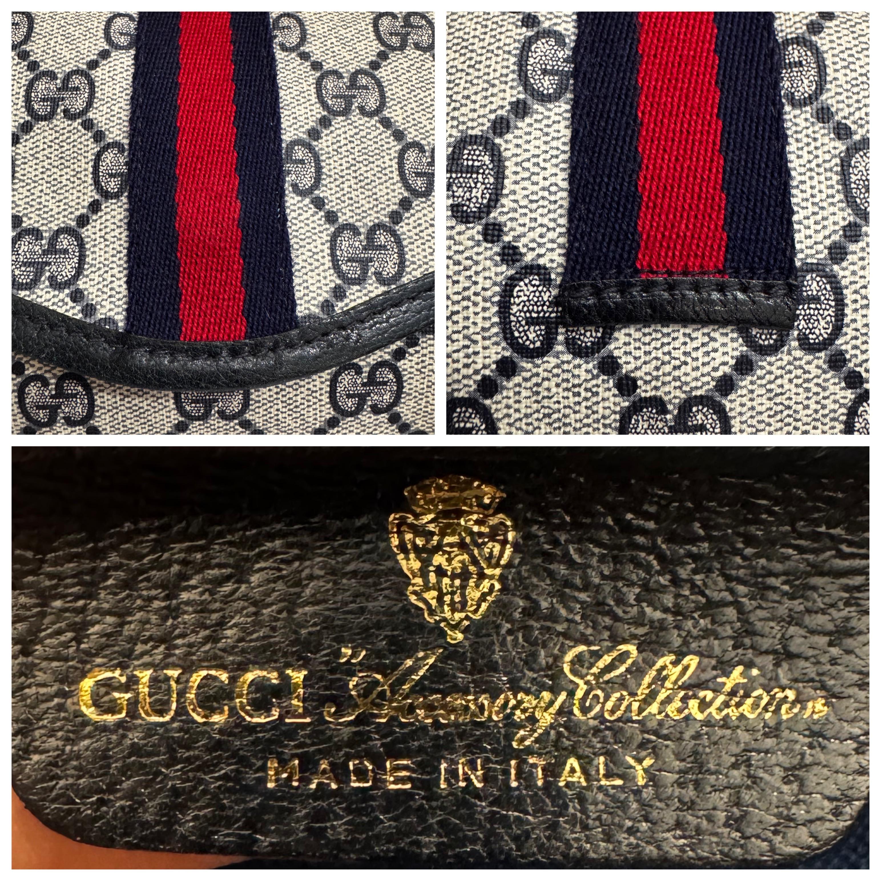 1980s Vintage GUCCI GG Monogram Canvas Pouch Navy (Modified) 1