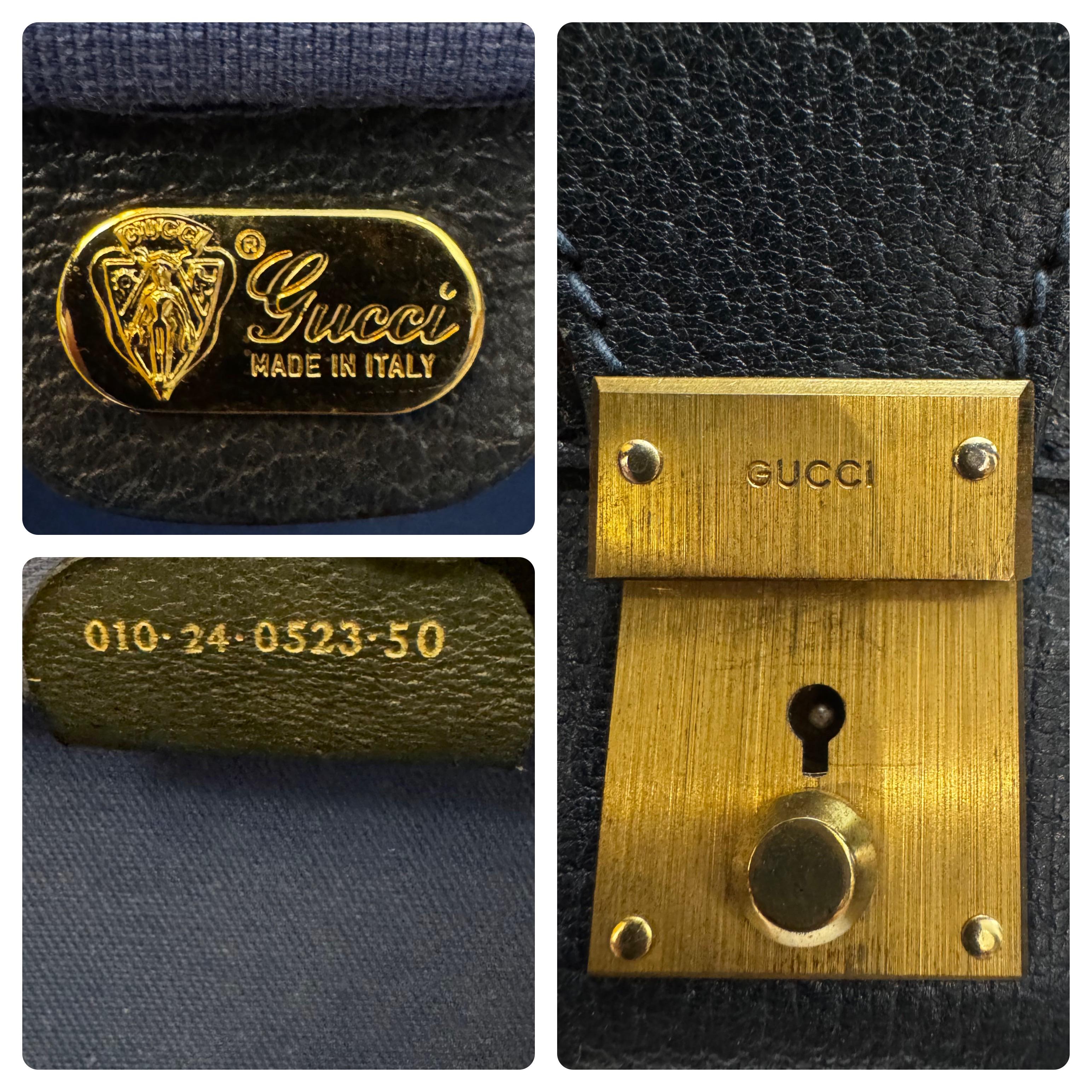 Costume unisexe vintage GUCCI GG Monogram Canvas 50 unisexe bleu marine, années 1980 en vente 4