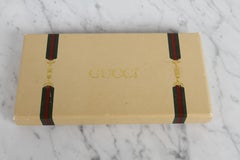 1980s Vintage GUCCI Gold Plated Necklace Perfume Bottle Stick Pendant NOS in Box
