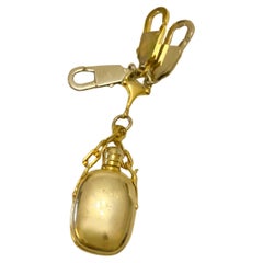 1980s Vintage Gucci Gold-Tone Perfume Bottle Hook Keyring