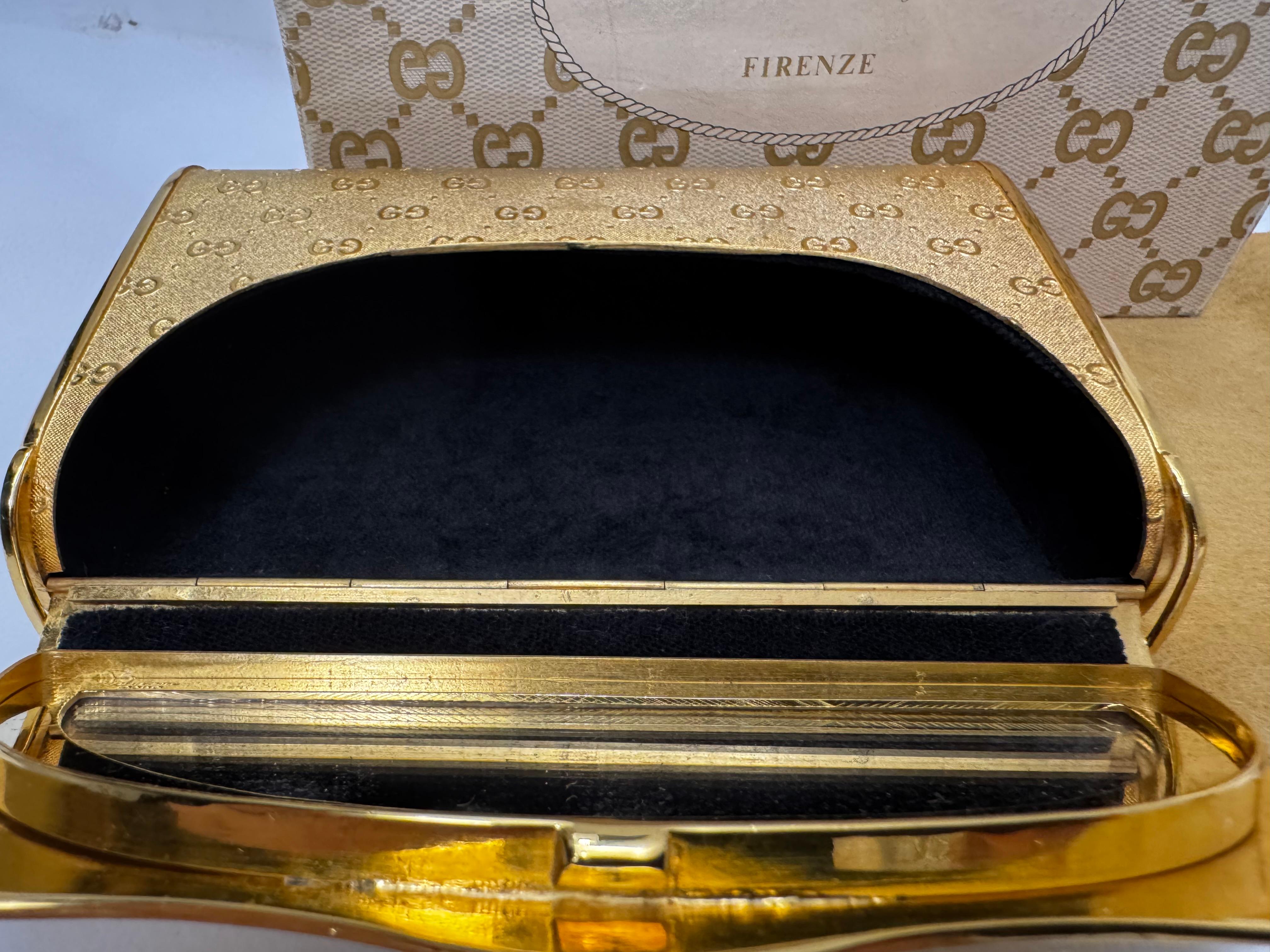 1980s Vintage GUCCI Gold Toned Metallic Clutch Crossbody Bag 6