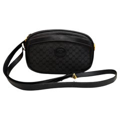 1980er Jahre Vintage GUCCI Micro GG Monogram Canvas Crossbody Bag Schwarz Klein