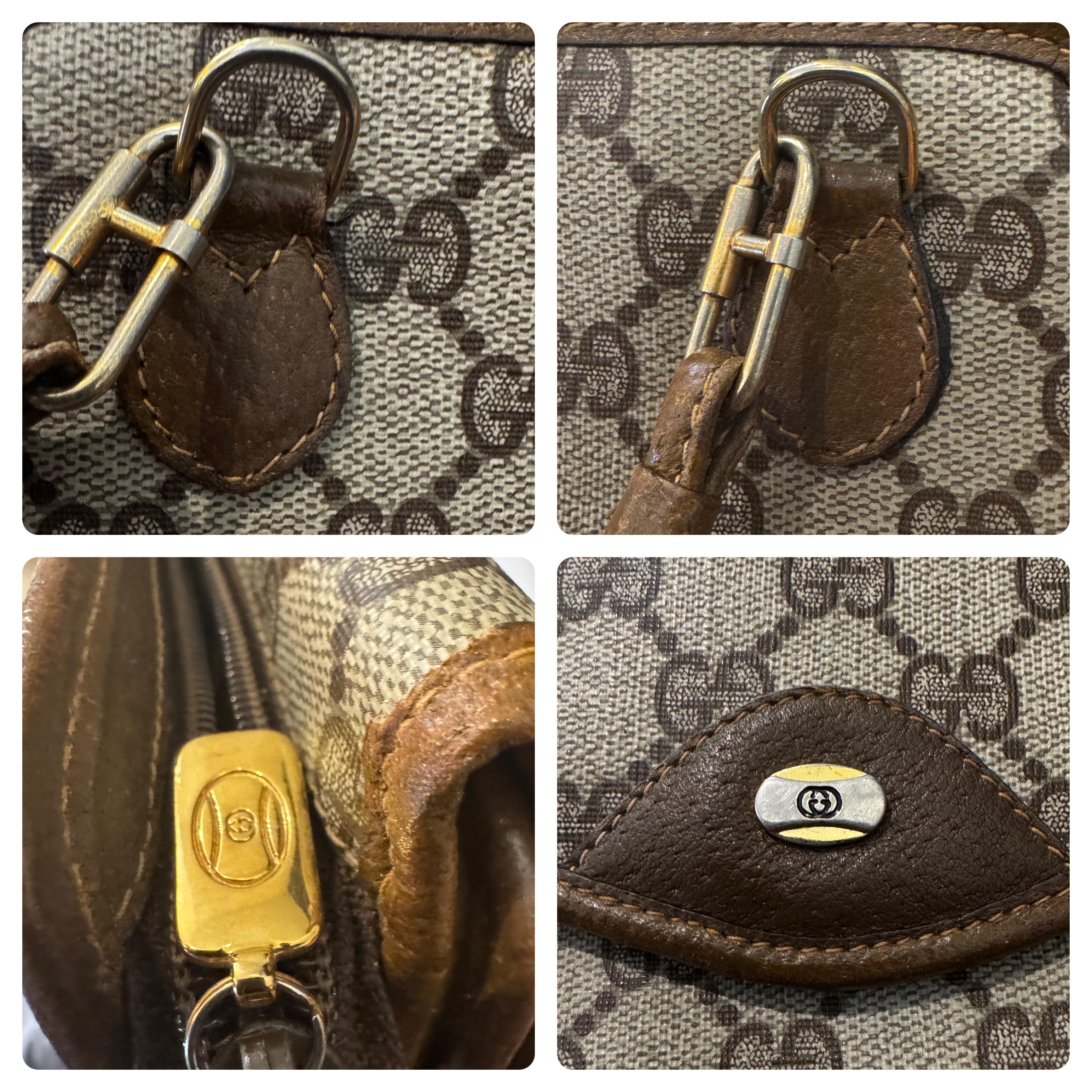 1980s Vintage GUCCI Monogram Canvas Mini Tri-Fold Crossbody Bag Brown For Sale 1