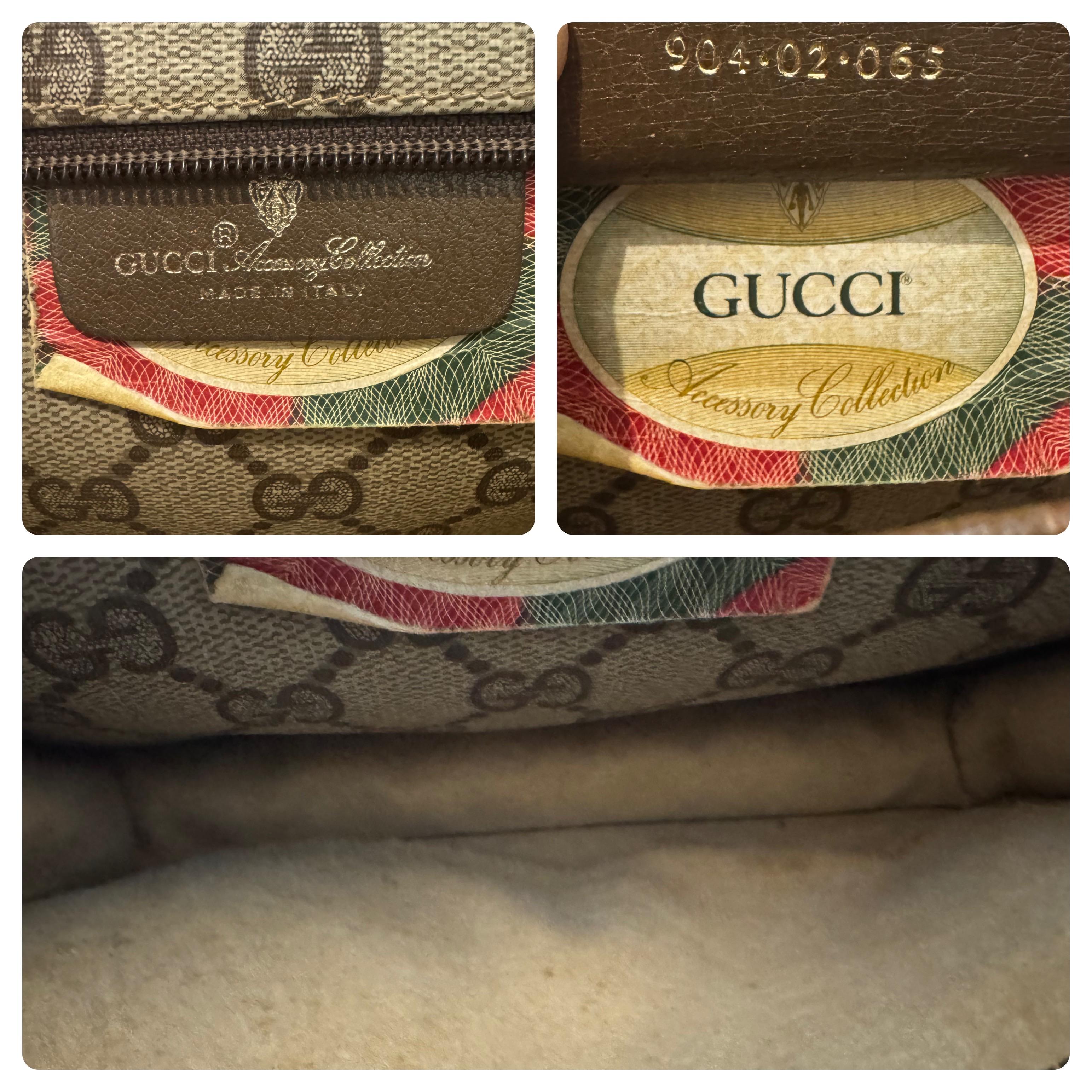 1980s Vintage GUCCI Monogram Canvas Mini Tri-Fold Crossbody Bag Brown For Sale 2