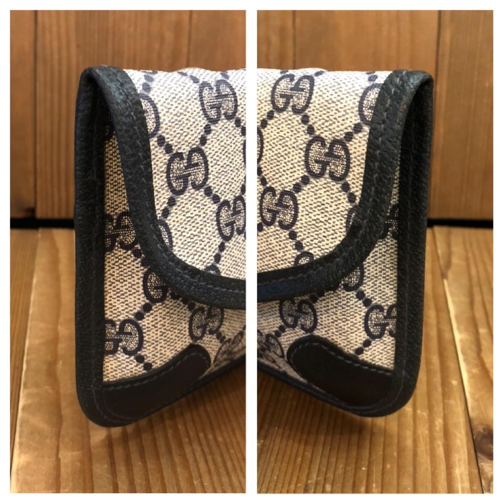 1980s Vintage GUCCI Navy GG Monogram Canvas Pouch (Altered) 1