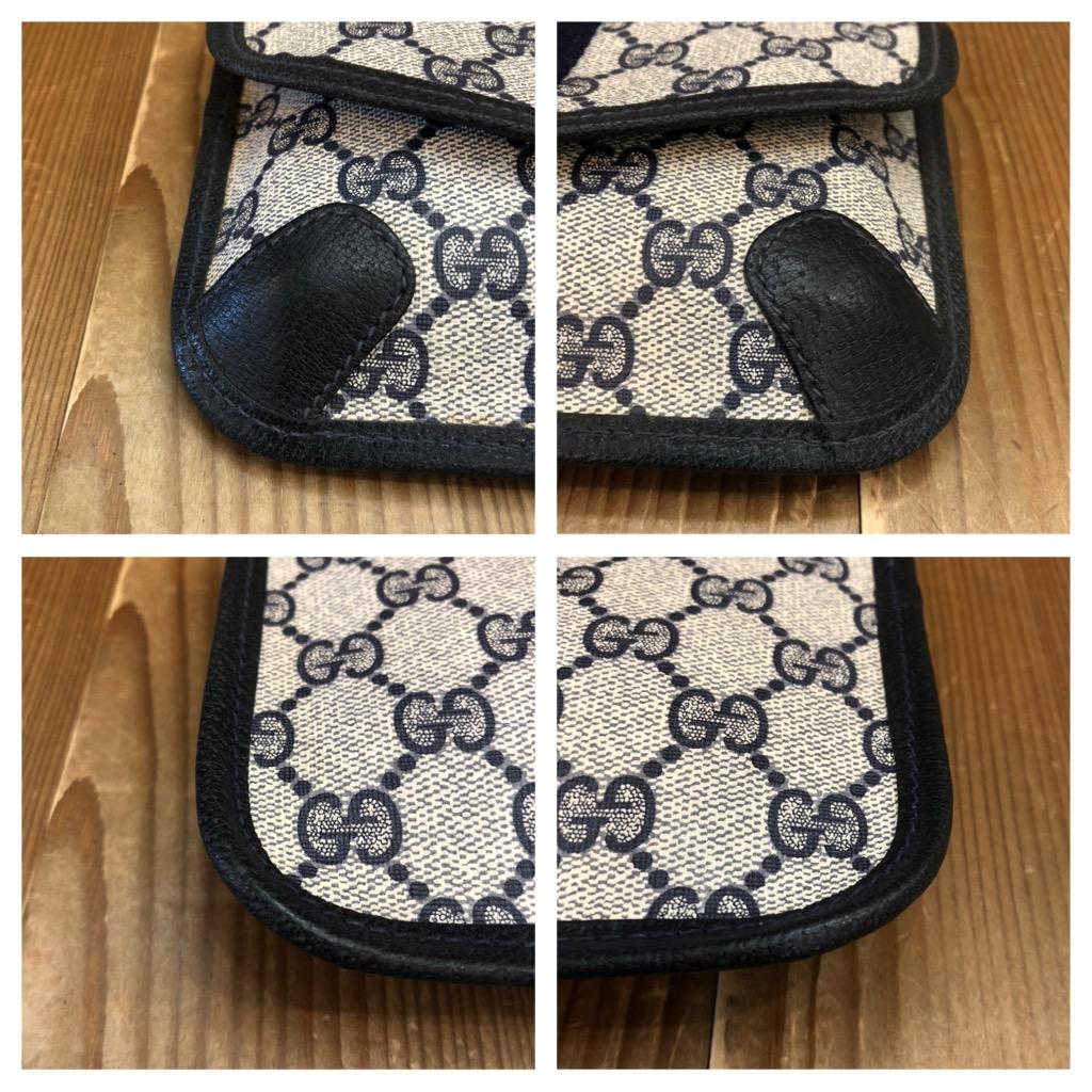 1980s Vintage GUCCI Navy GG Monogram Canvas Pouch (Altered) 3