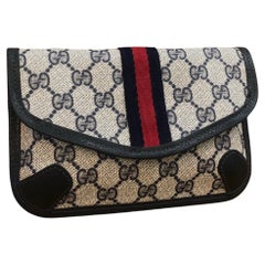 1980s Vintage GUCCI Navy GG Monogram Canvas Pouch (Altered)