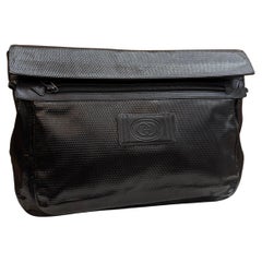 1980s Vintage GUCCI Patent Leather Clutch Bag Black Large