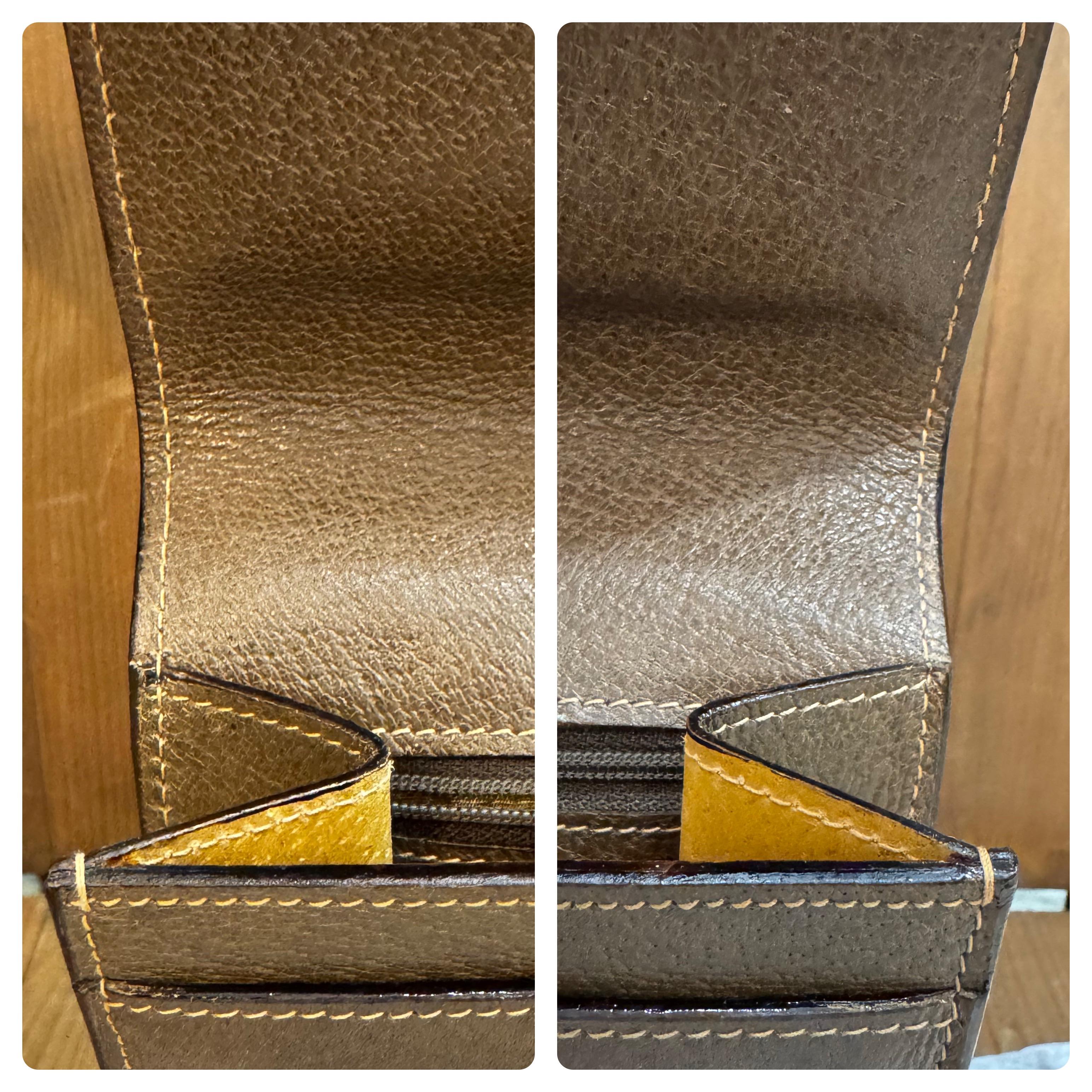1980s Vintage GUCCI Pigskin Leather Document Clutch Bag Brown Large For Sale 7