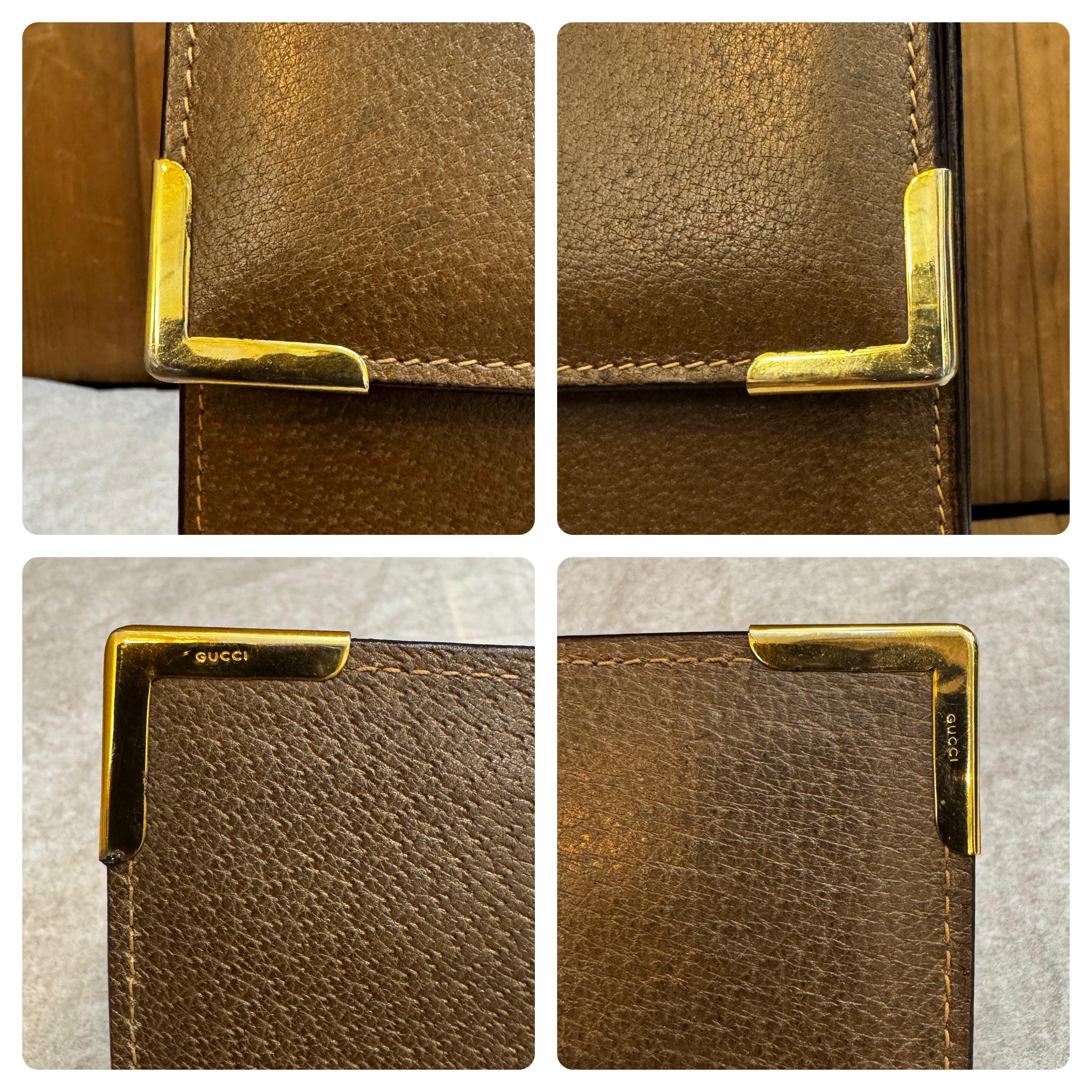1980s Vintage GUCCI Pigskin Leather Document Clutch Bag Brown Large For Sale 3