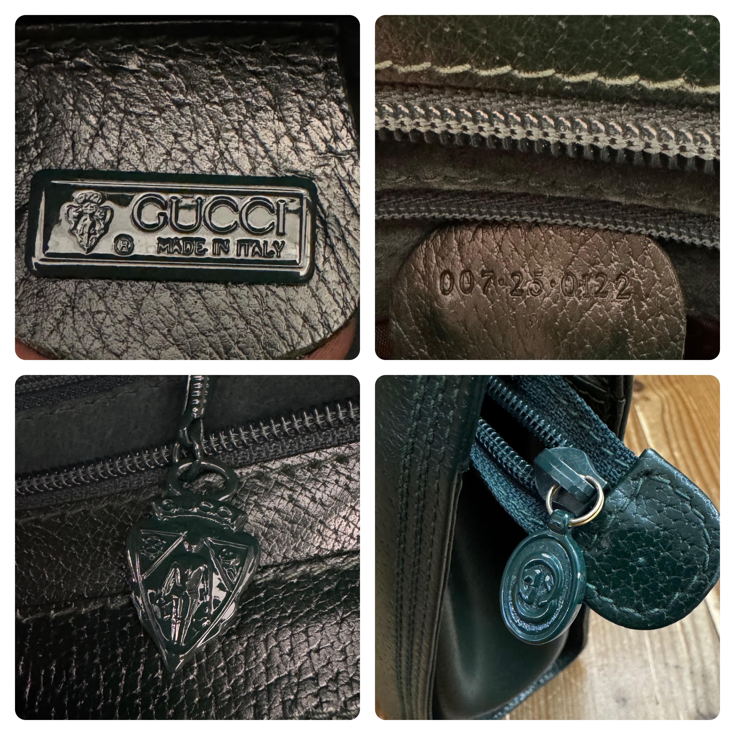 1980s Vintage GUCCI Mini Book Tote Bag Pigskin Leather Hunter Green In Good Condition In Bangkok, TH