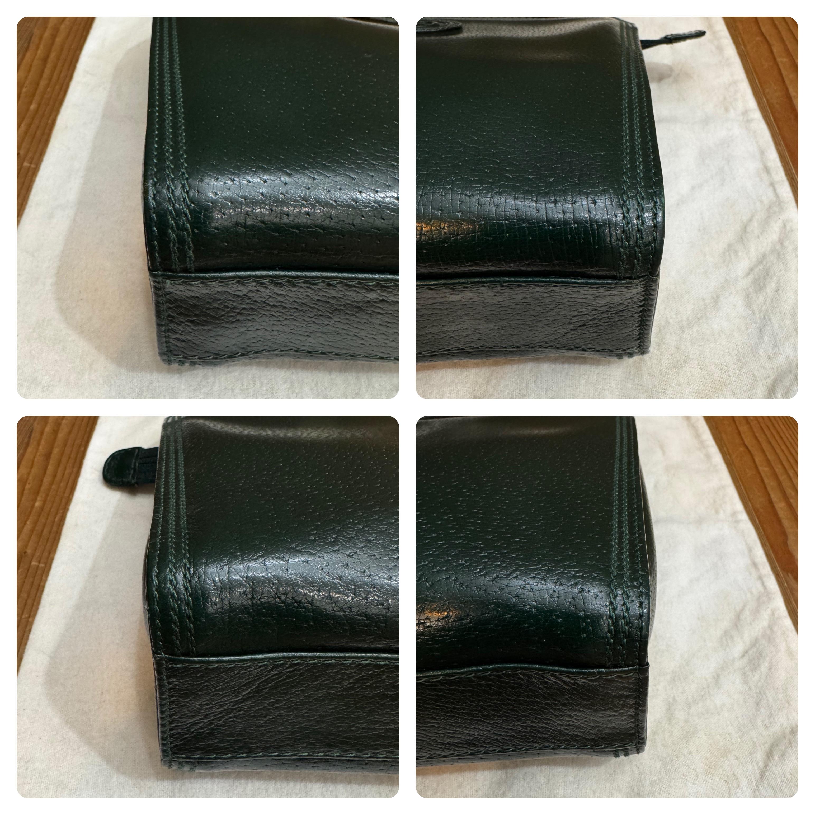 1980s Vintage GUCCI Mini Book Tote Bag Pigskin Leather Hunter Green 1