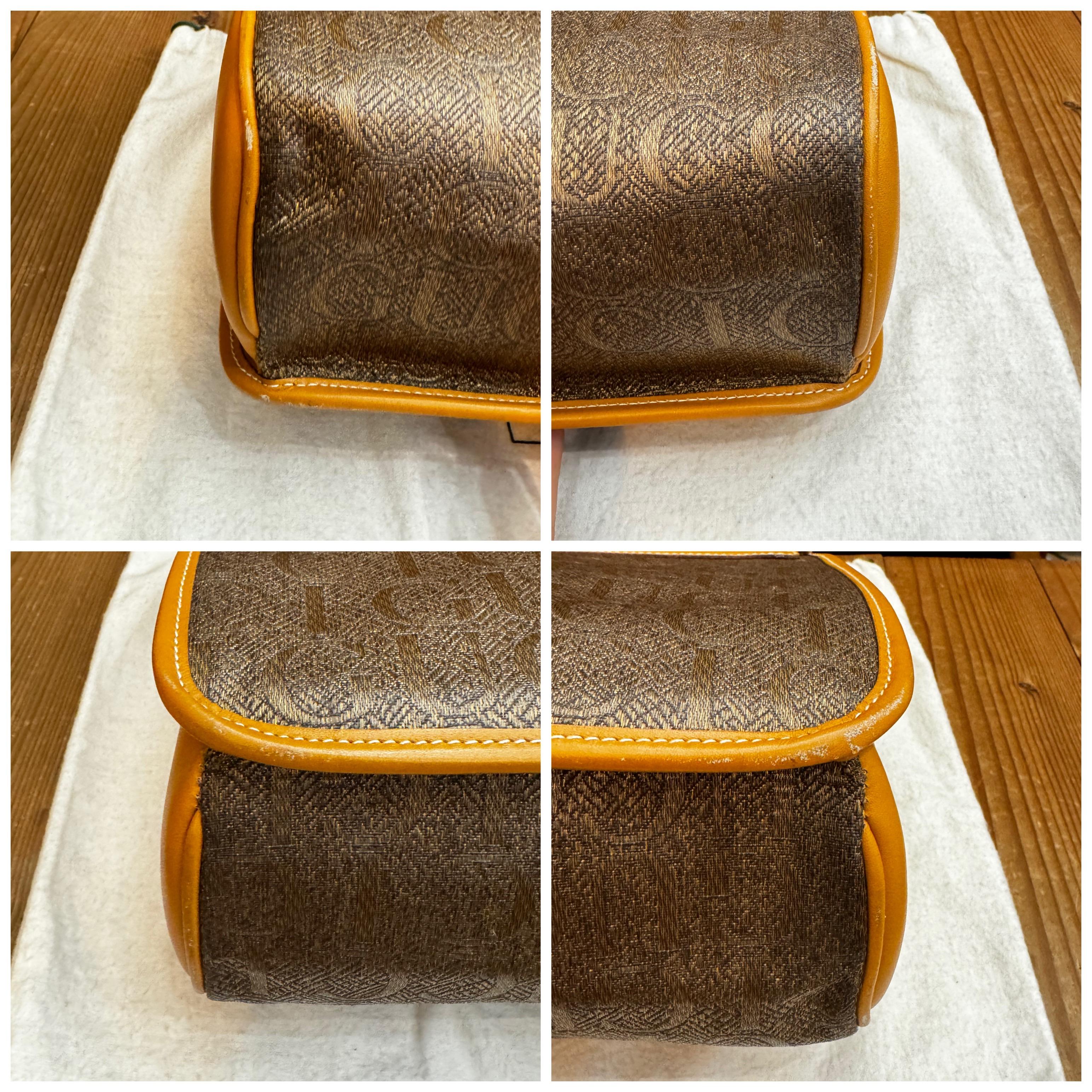 Women's or Men's 1980s Vintage GUCCI Silk Jacquard Two-Way Shoulder Bag Brown For Sale