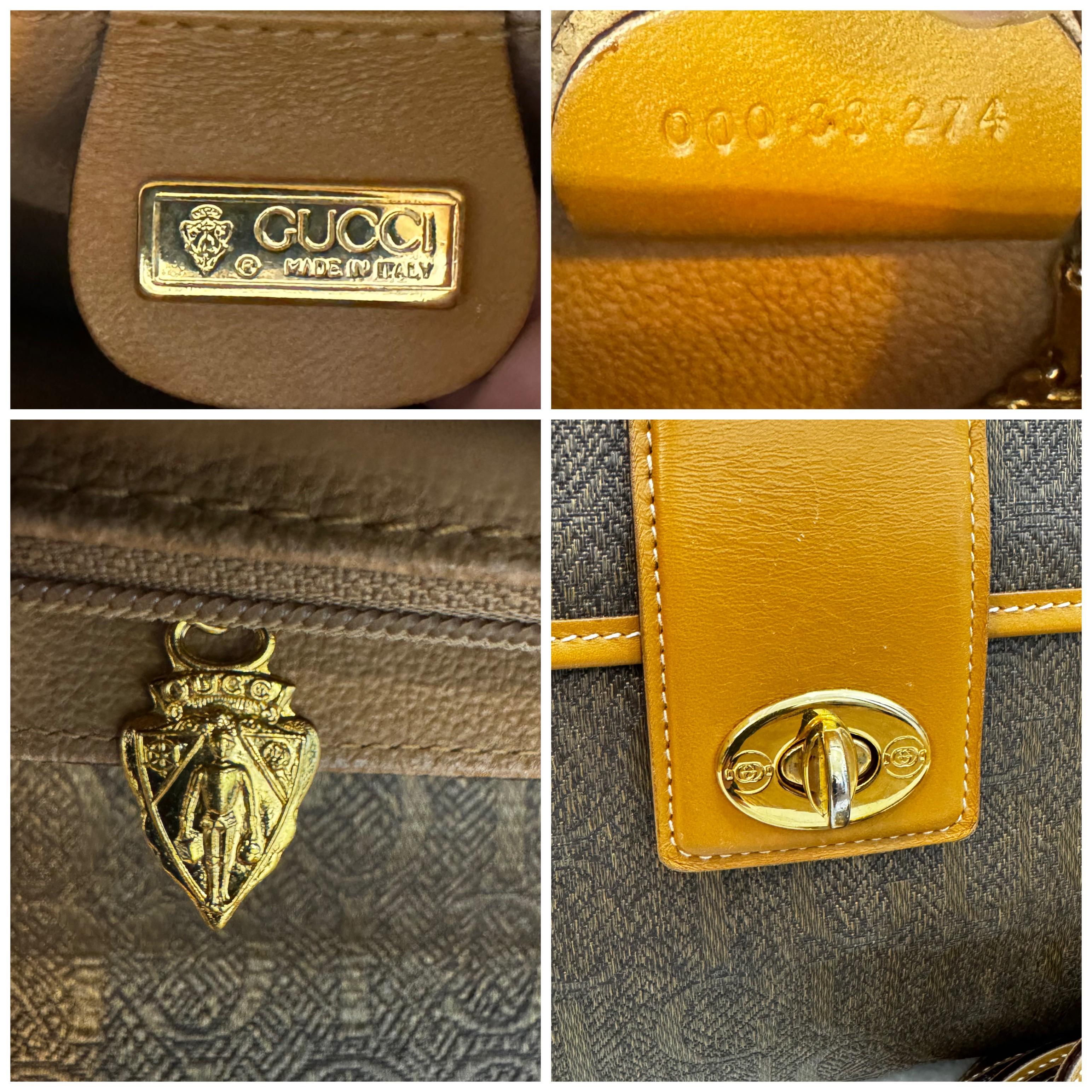 1980 Vintage GUCCI Sac à bandoulière en jacquard de soie Brown en vente 3