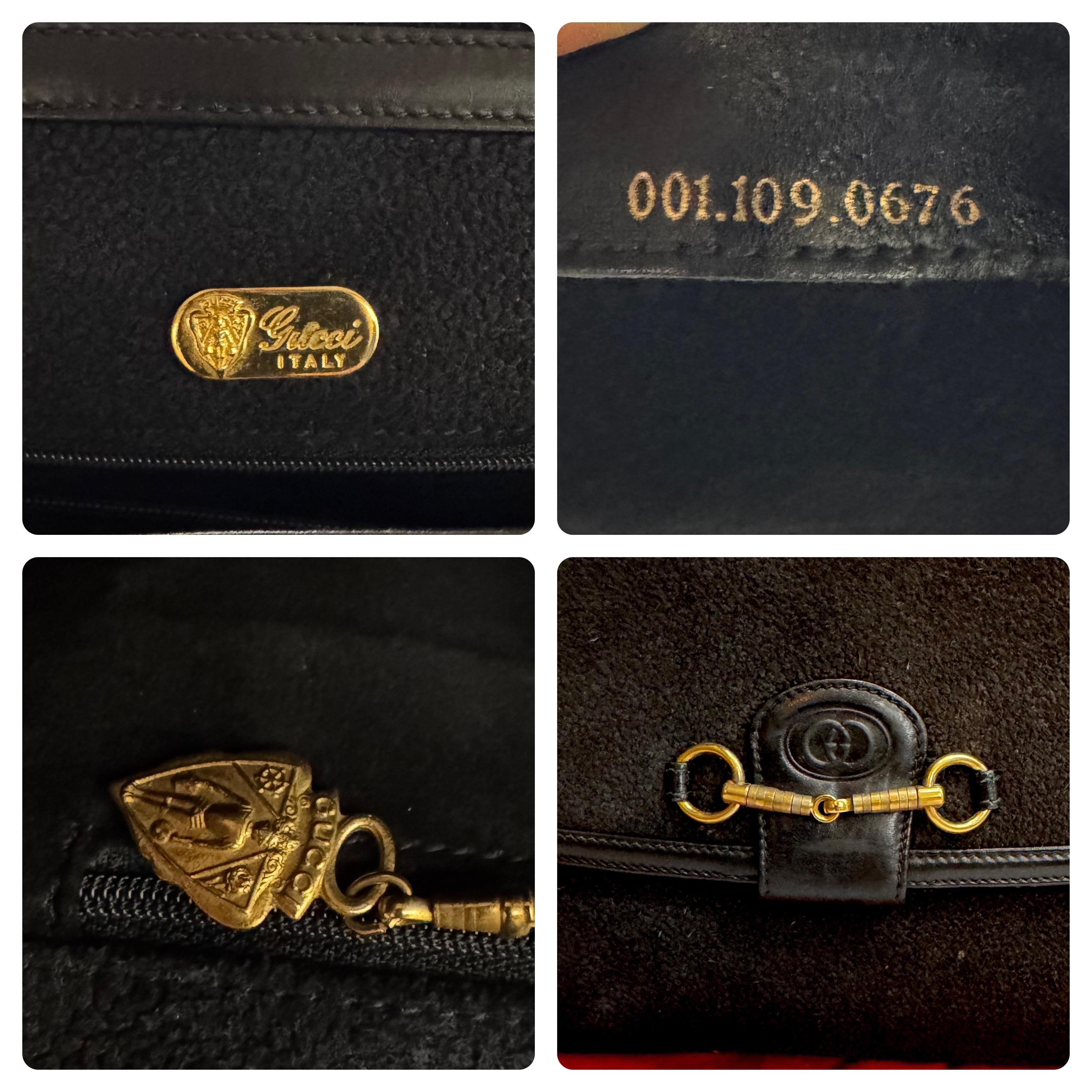 Vintage des années 1980 Sac à bandoulière en daim GUCCI Noir en vente 1