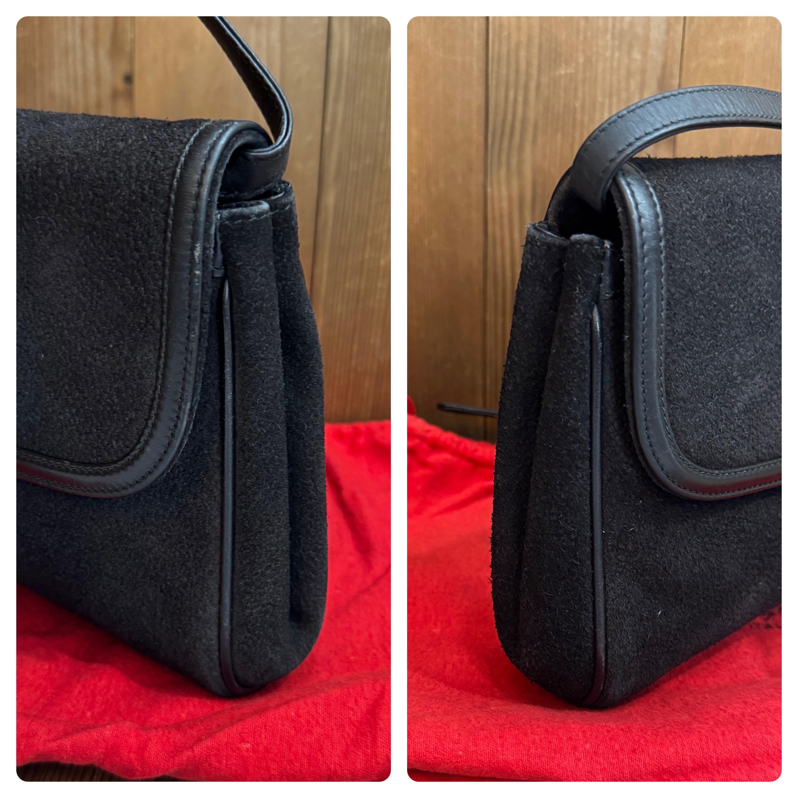 Vintage des années 1980 Sac à bandoulière en daim GUCCI Noir en vente 2