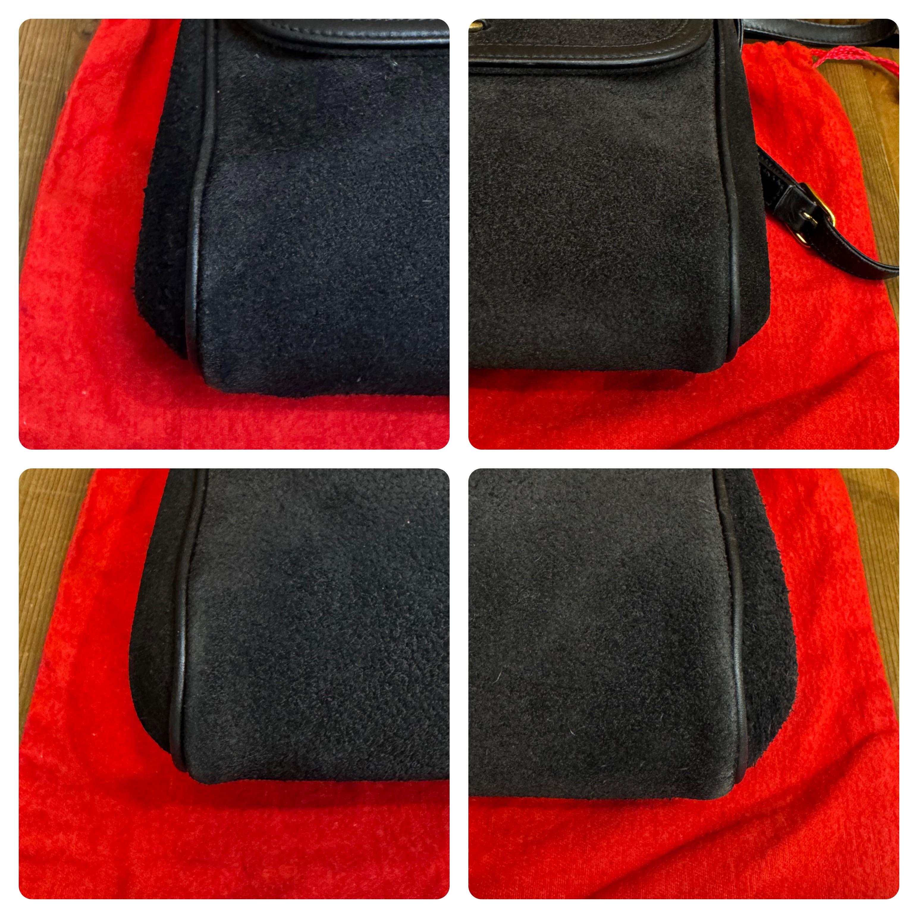 Vintage des années 1980 Sac à bandoulière en daim GUCCI Noir en vente 4