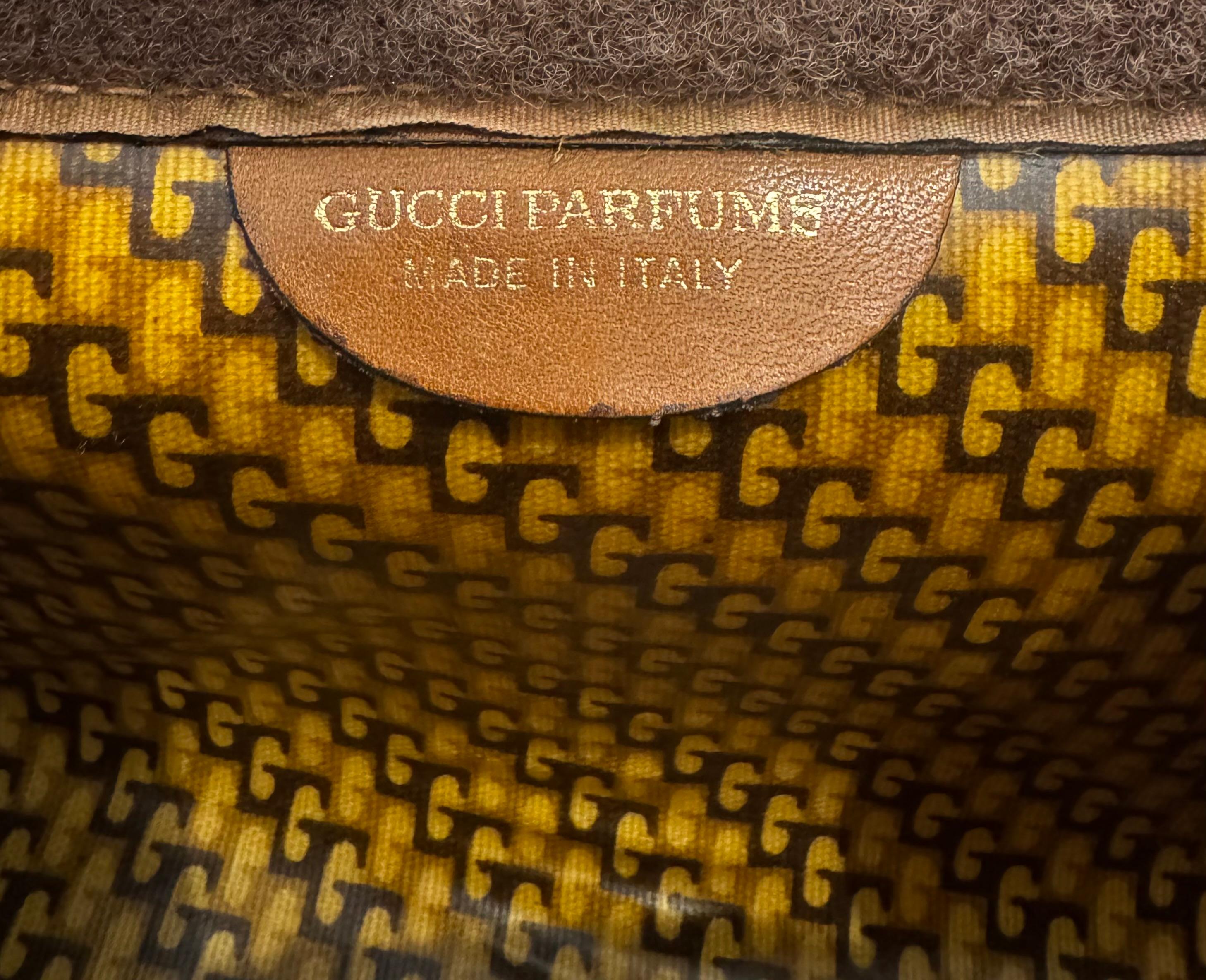 1980 Vintage GUCCI Web Nubuck Leather Vanity Putch Bag Small Brown 5
