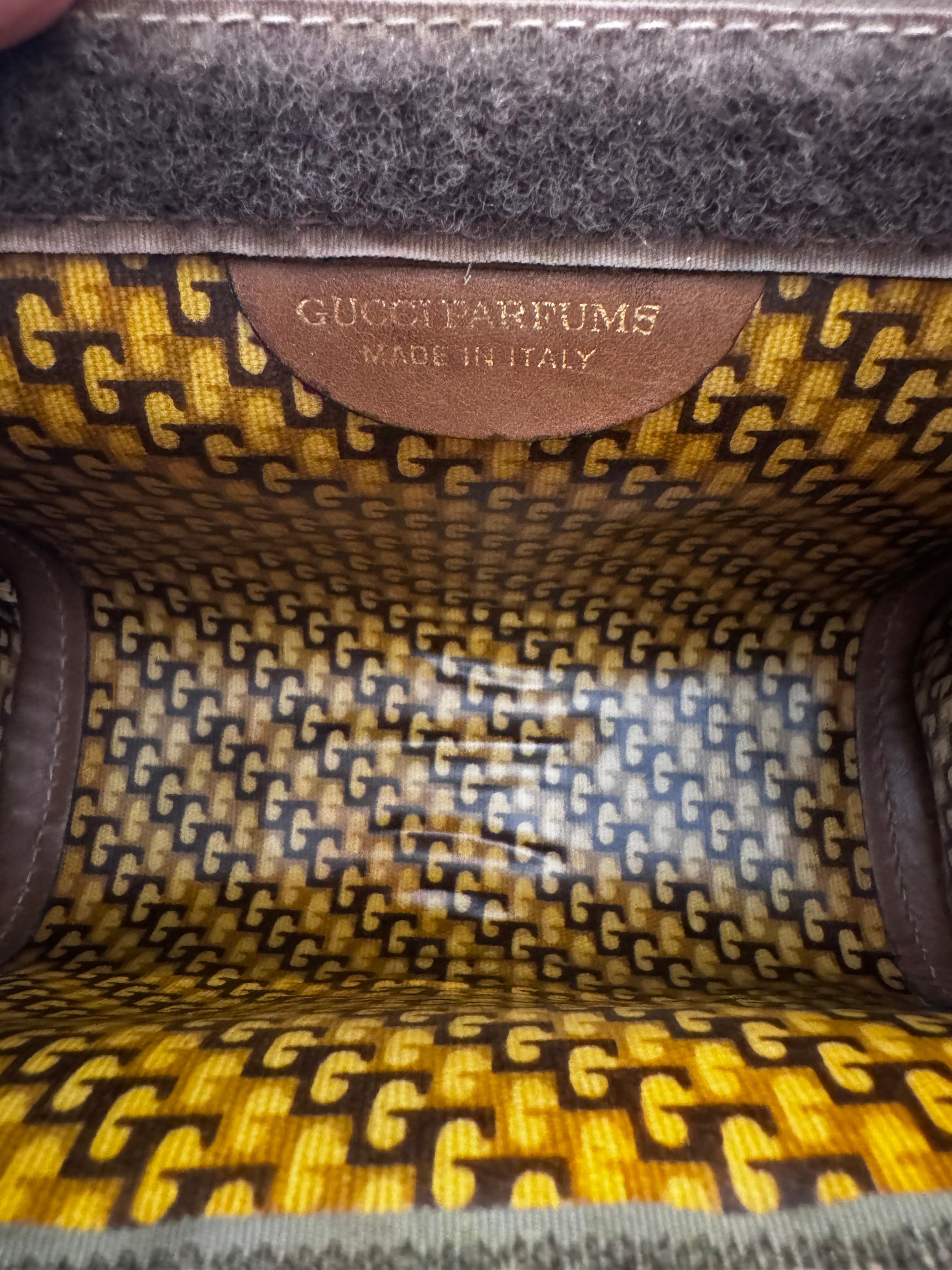 1980 Vintage GUCCI Web Nubuck Leather Vanity Putch Bag Small Brown 1