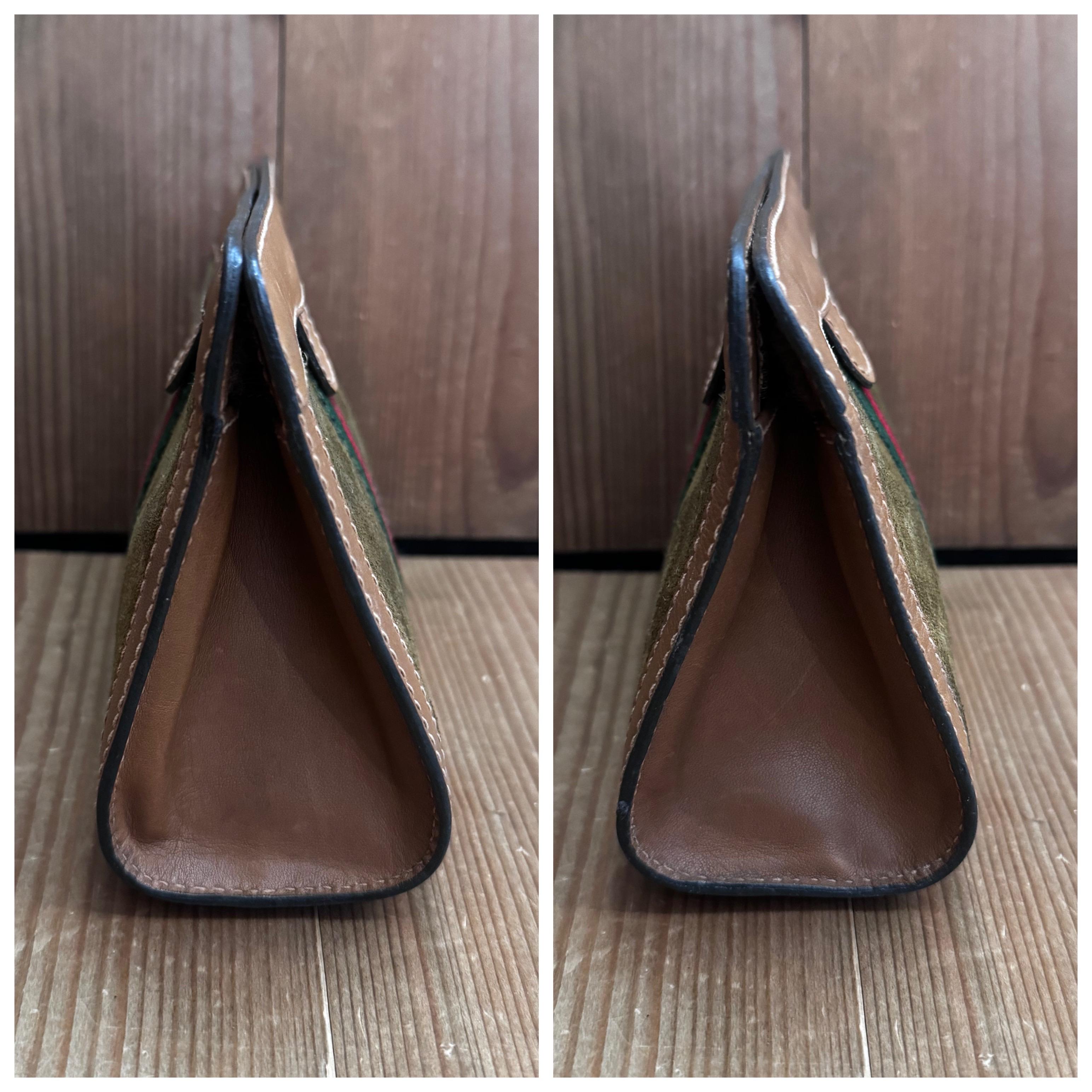1980 Vintage GUCCI Web Nubuck Leather Vanity Putch Bag Small Brown 3