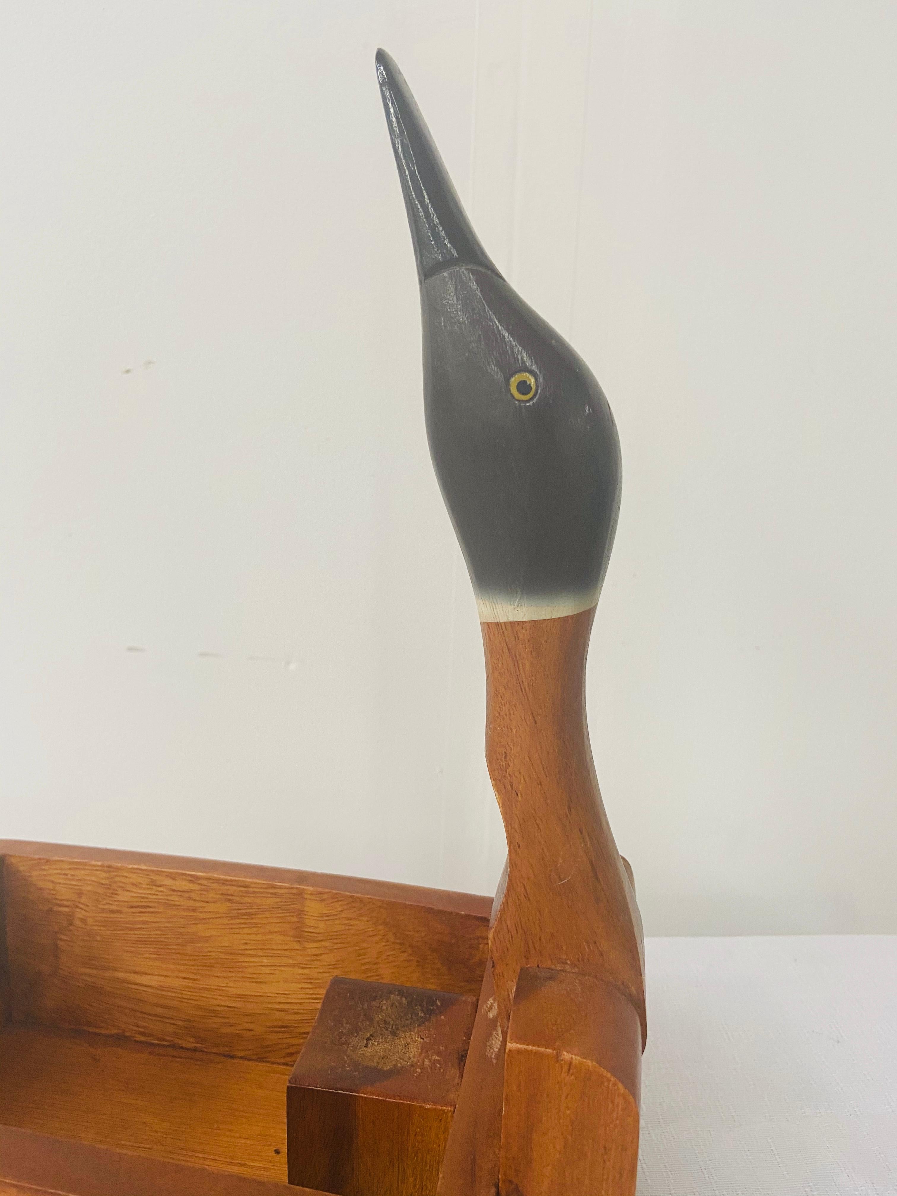 Fin du 20e siècle Boîte vintage à oiseaux cracheurs de noix en bois sculptée à la main des années 1980 en vente