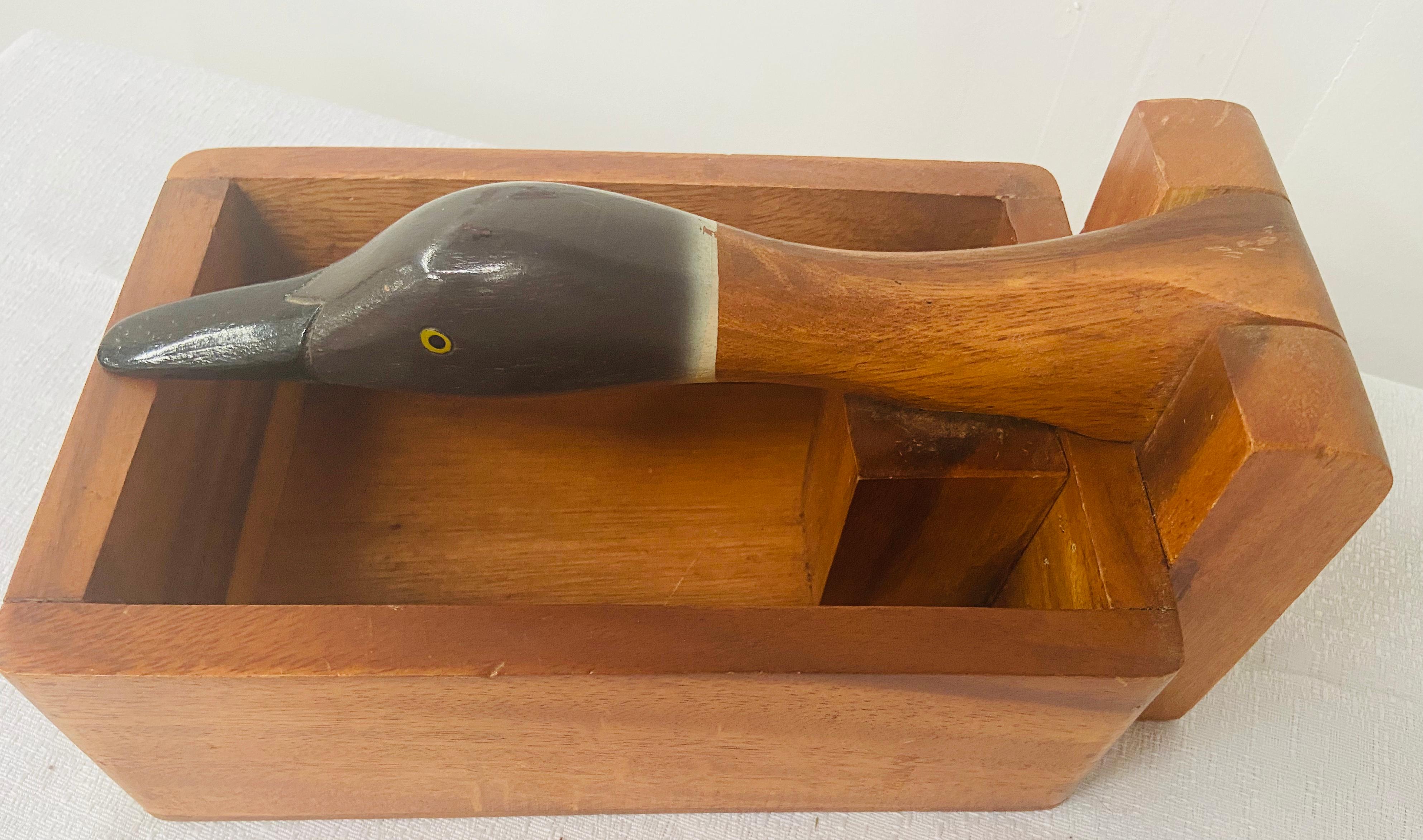 Late 20th Century 1980s Vintage Hand Carved Wooden Nut Cracker Bird Box For Sale