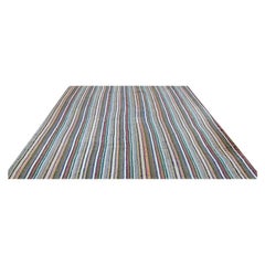 1980s Vintage Handwoven Scandinavian Style Kilim Wool Area Rug, 8′6" x 12'3"