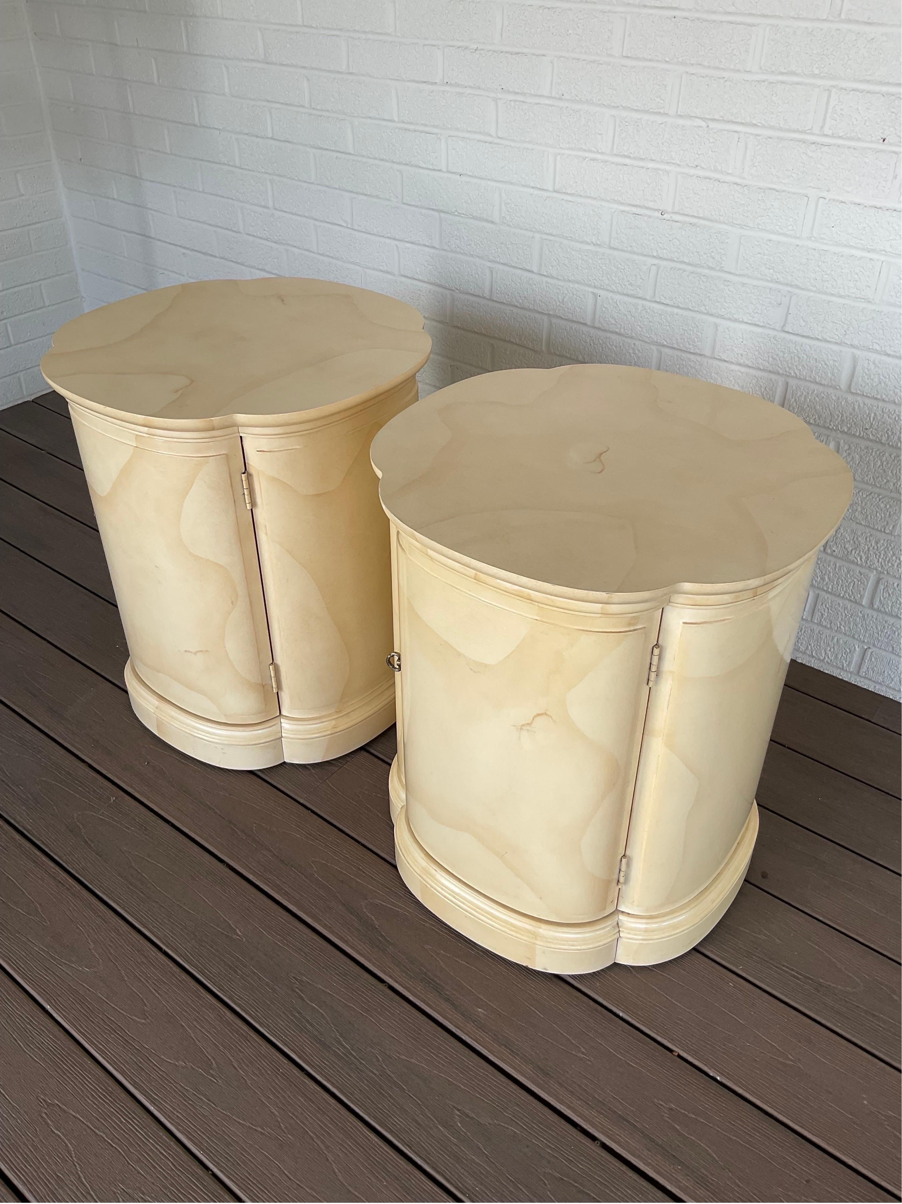 1980s Vintage Henredon Faux Goatskin Side Tables, a Pair 6