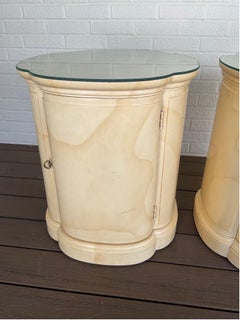 1980s Vintage Henredon Faux Goatskin Side Tables, a Pair