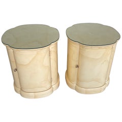 1980s Vintage Henredon Faux Goatskin Side Tables, a Pair