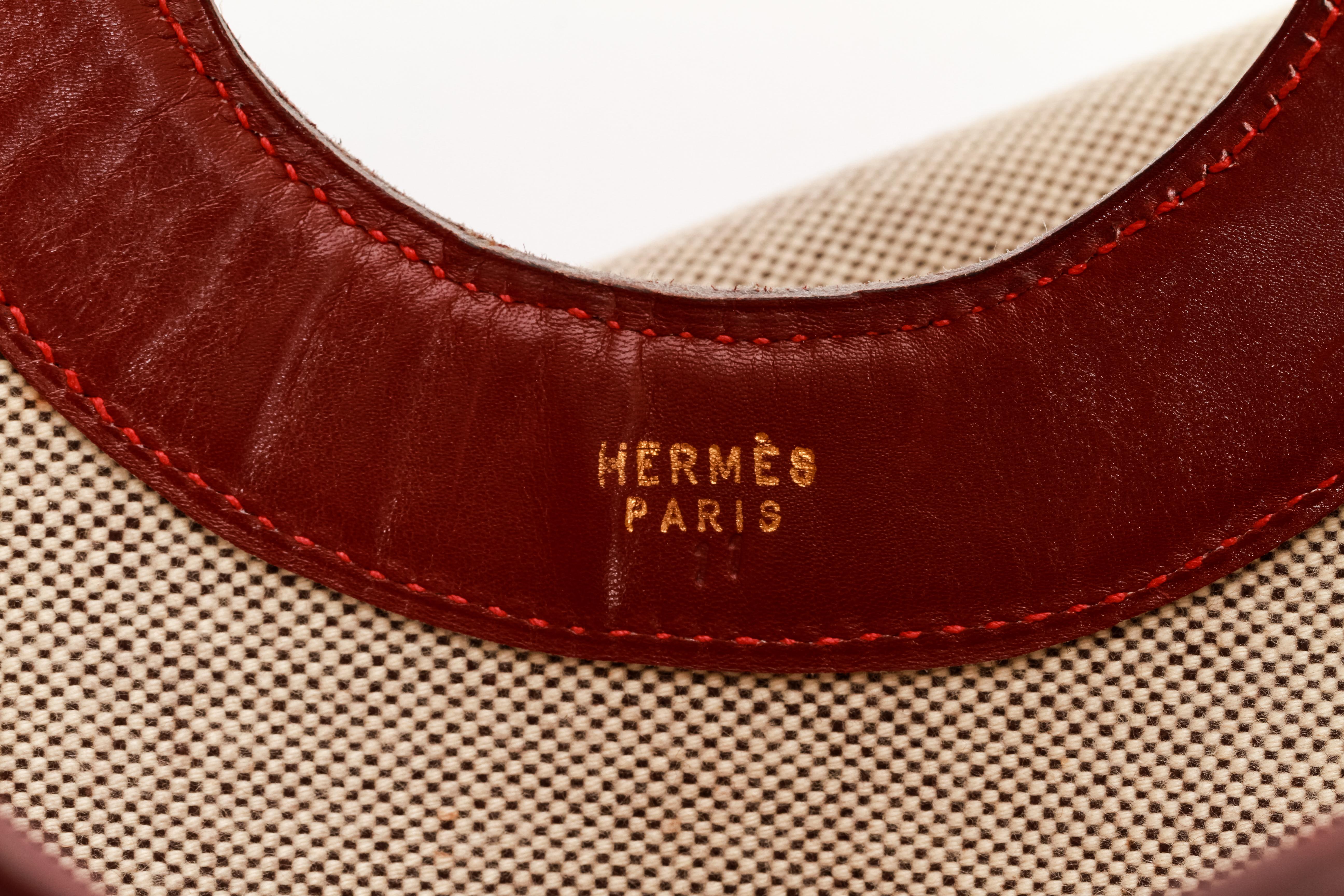 1980's Vintage Hermes Oversize Foldable Toile Leather Clutch 3